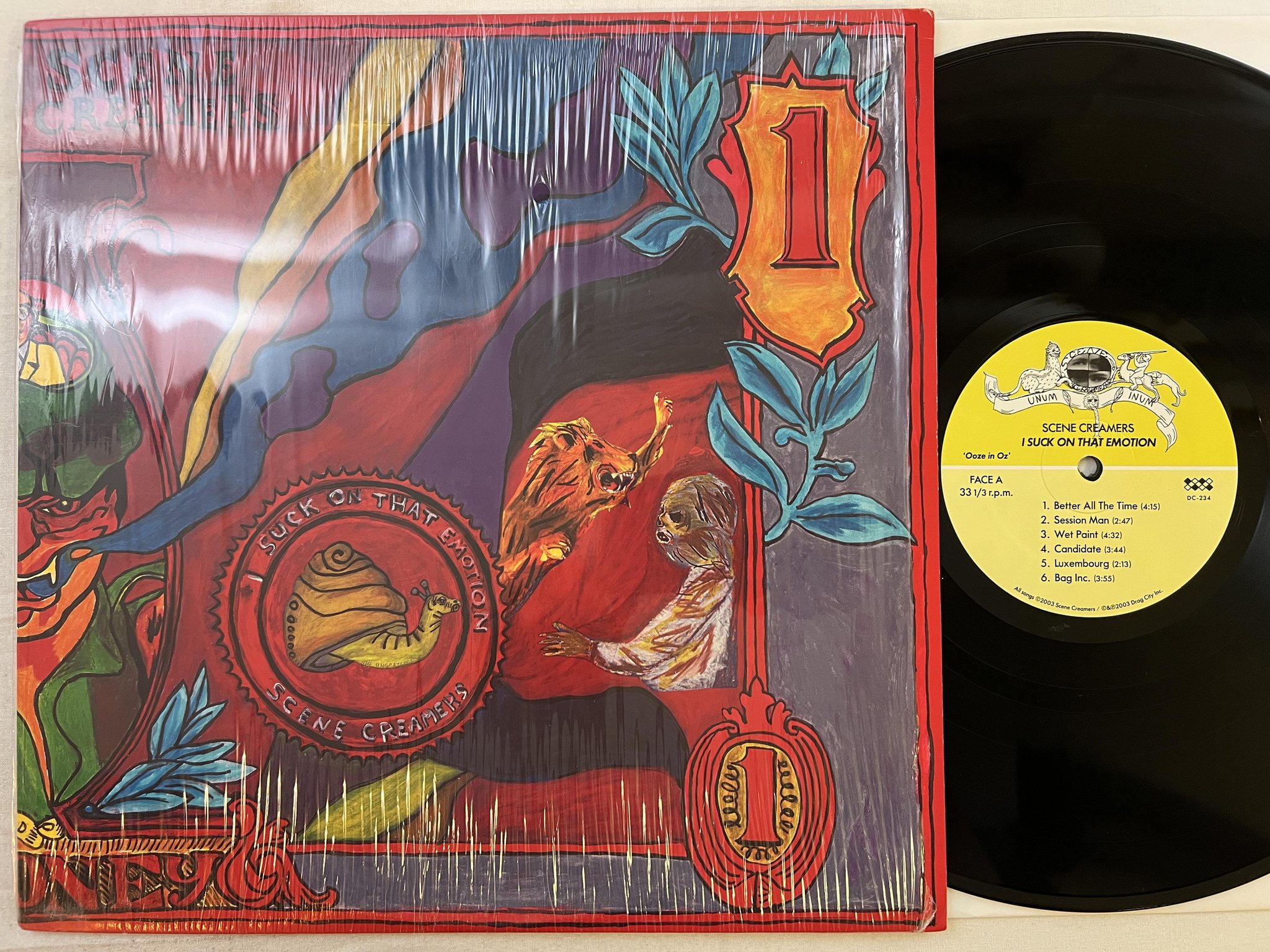Omslagsbild för skivan SCENE CREAMERS I suck on that emotion LP 2003 US DRAG CITY DC-234