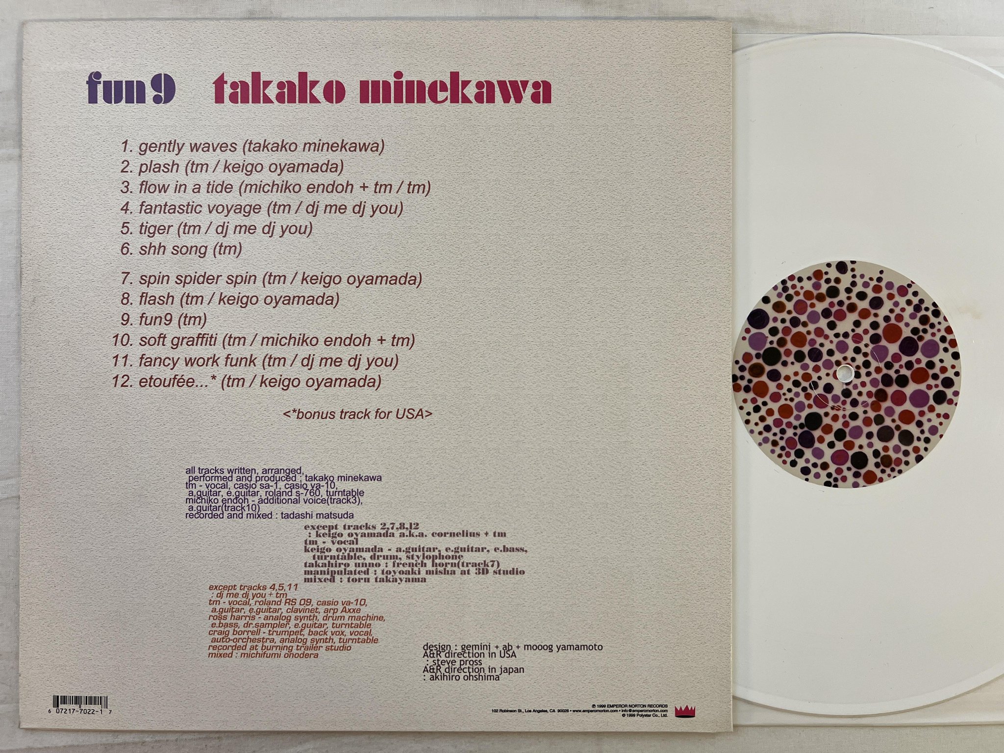 Omslagsbild för skivan TAKAKO MINEKAWA fun9 LP -99 US EMPEROR EMN 7022 *** Synth-pop ***
