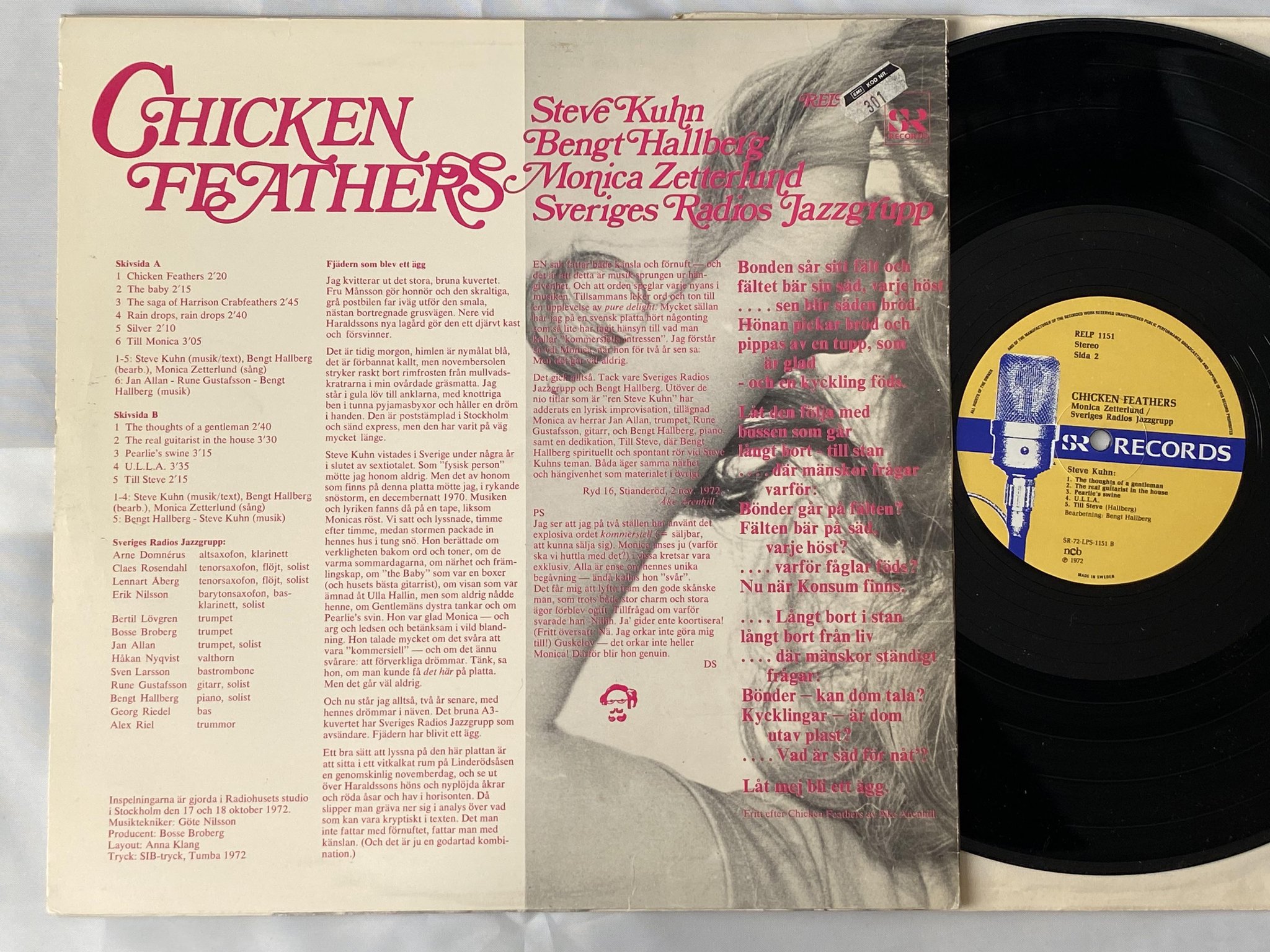 Omslagsbild för skivan MONICA ZETTERLUND chicken feathers LP -72/73 SR RELP 1151