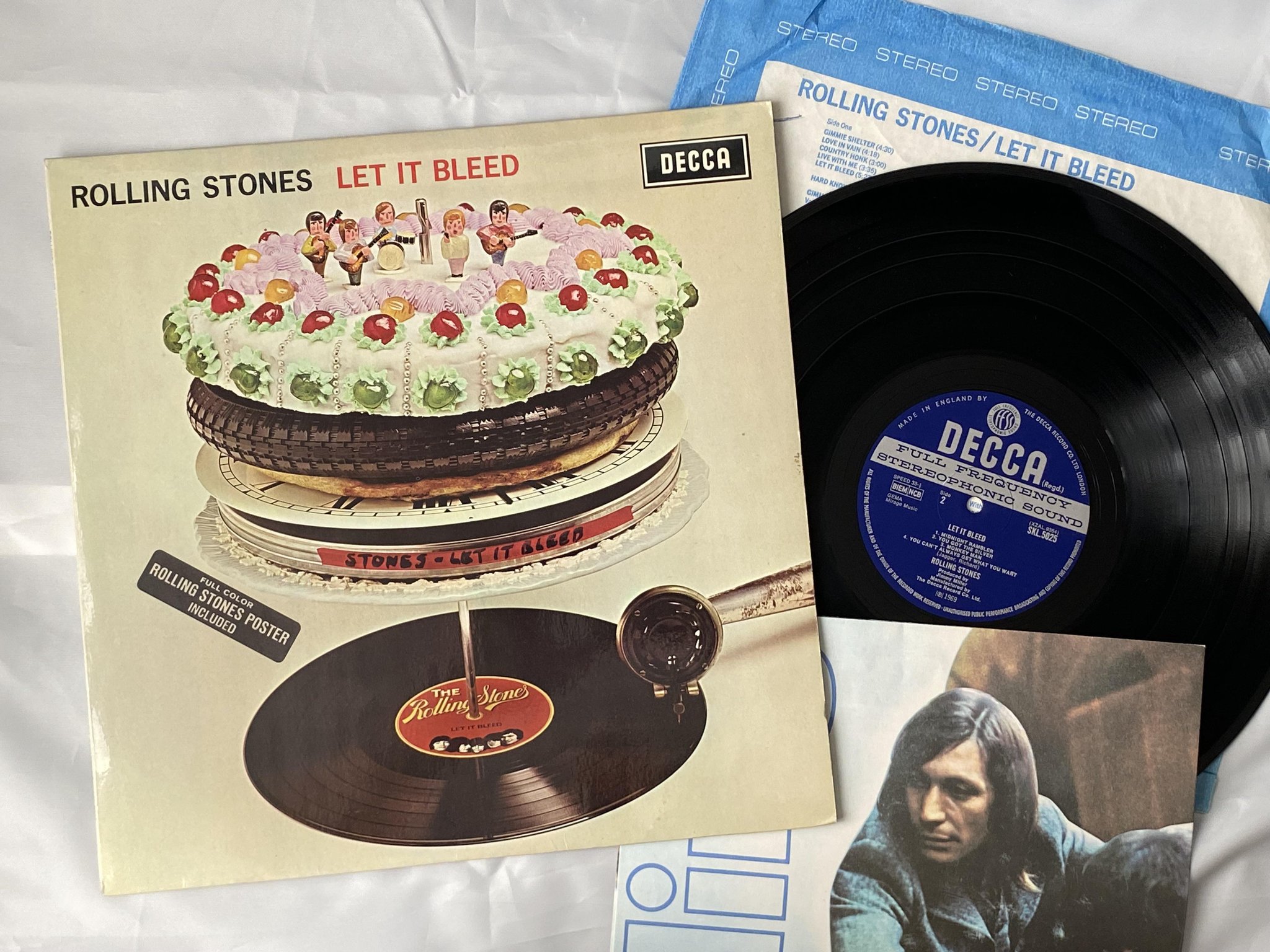 Omslagsbild för skivan ROLLING STONES let it bleed LP -69 UK DECCA SKL 5025 *** POSTER ***