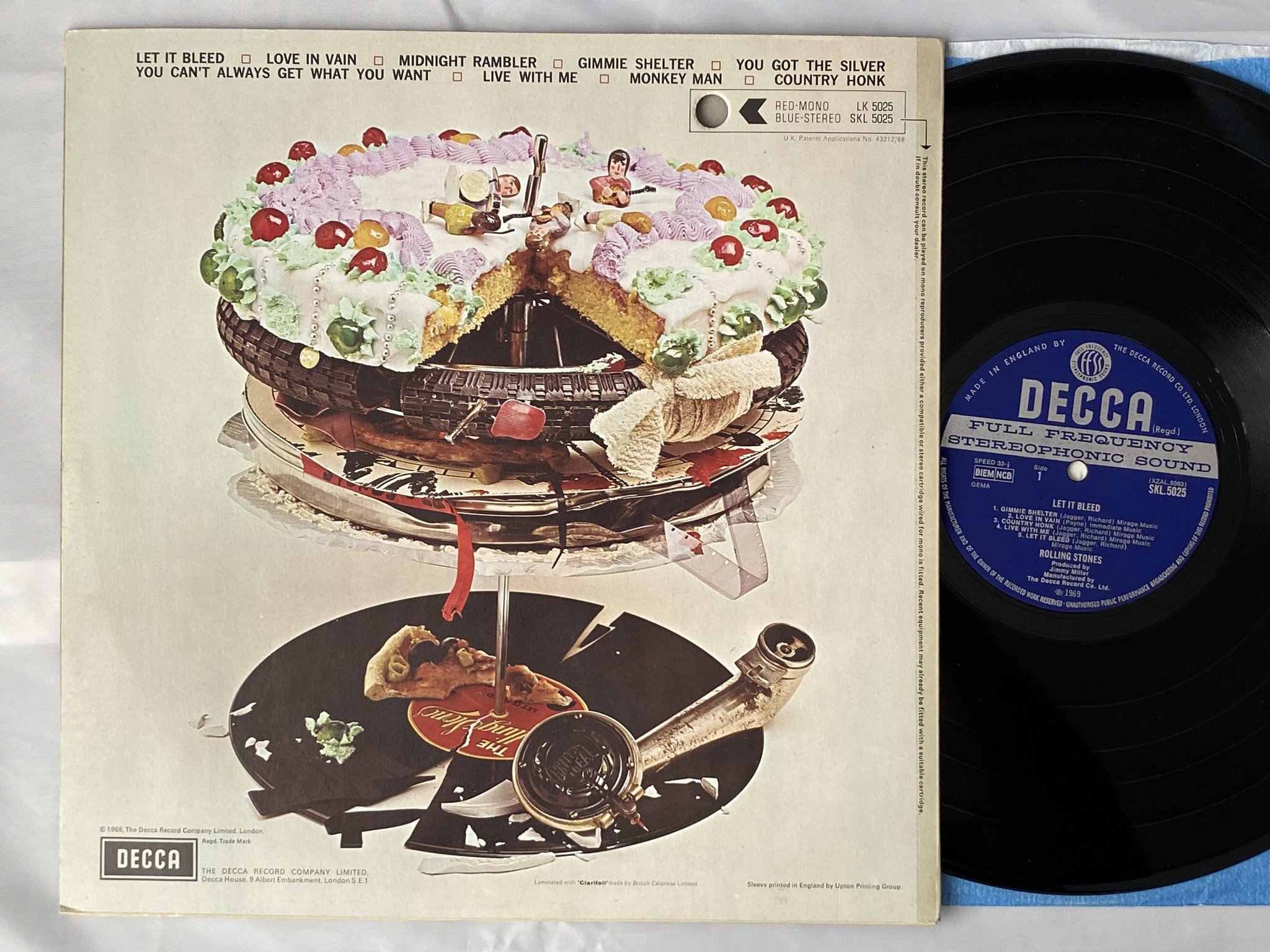 Omslagsbild för skivan ROLLING STONES let it bleed LP -69 UK DECCA SKL 5025 *** POSTER ***