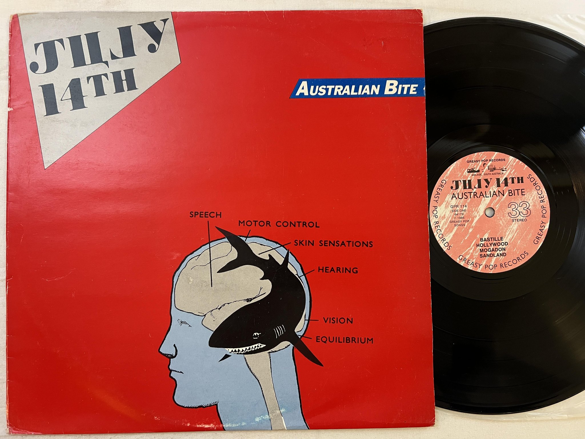 Omslagsbild för skivan JULY 14TH Australian Bite LP -85 Australia GREASY POP GPR 114