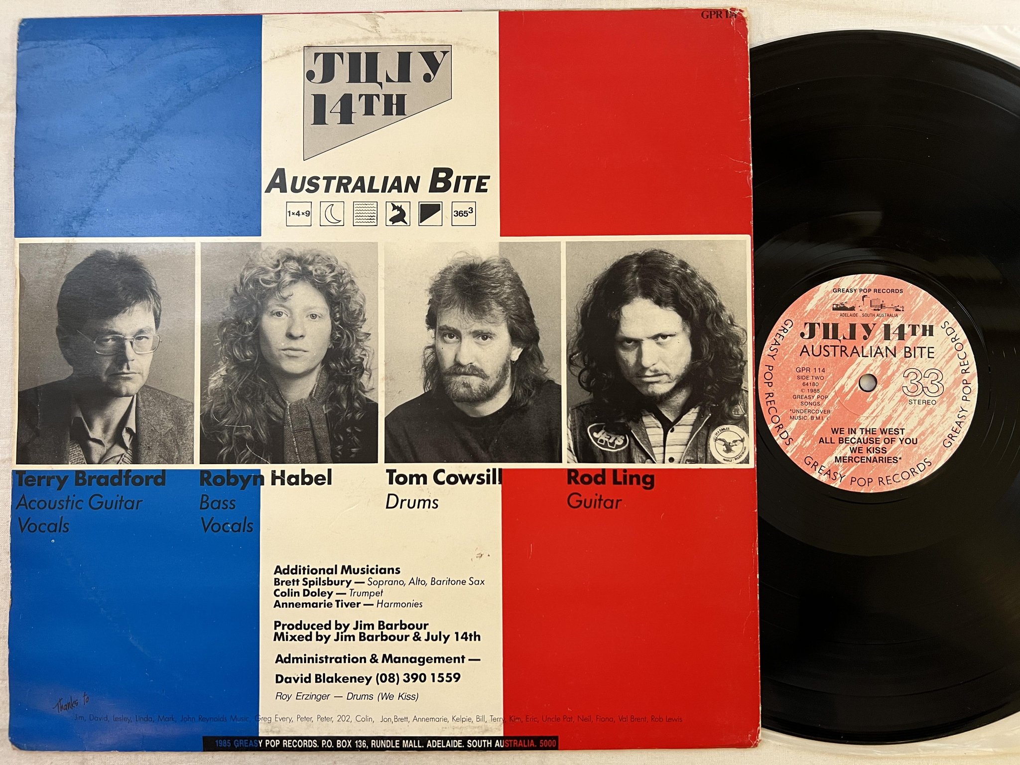 Omslagsbild för skivan JULY 14TH Australian Bite LP -85 Australia GREASY POP GPR 114
