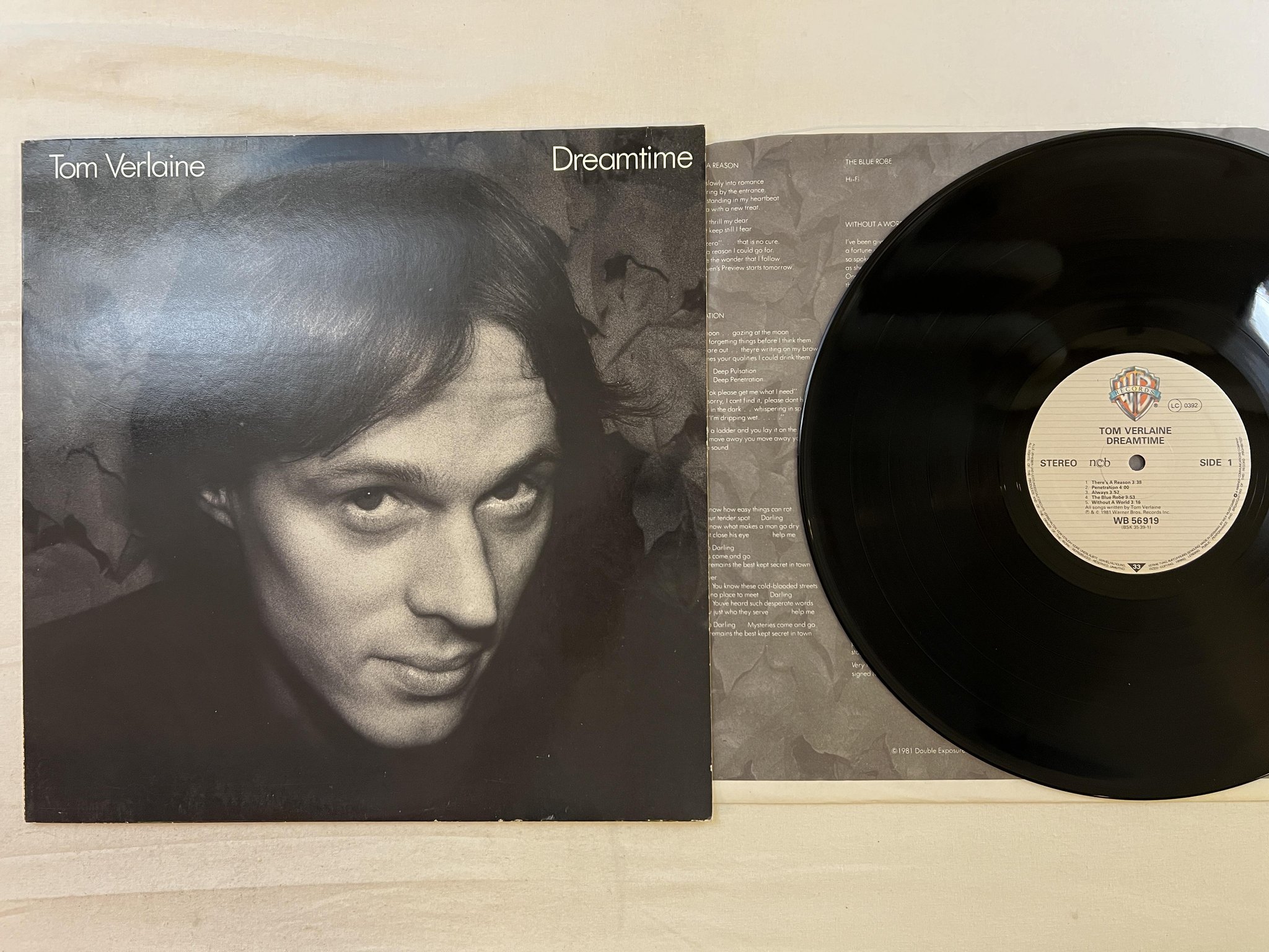 Omslagsbild för skivan TOM VERLAINE dreamtime LP -81 ncb WARNER BROS WB 56919