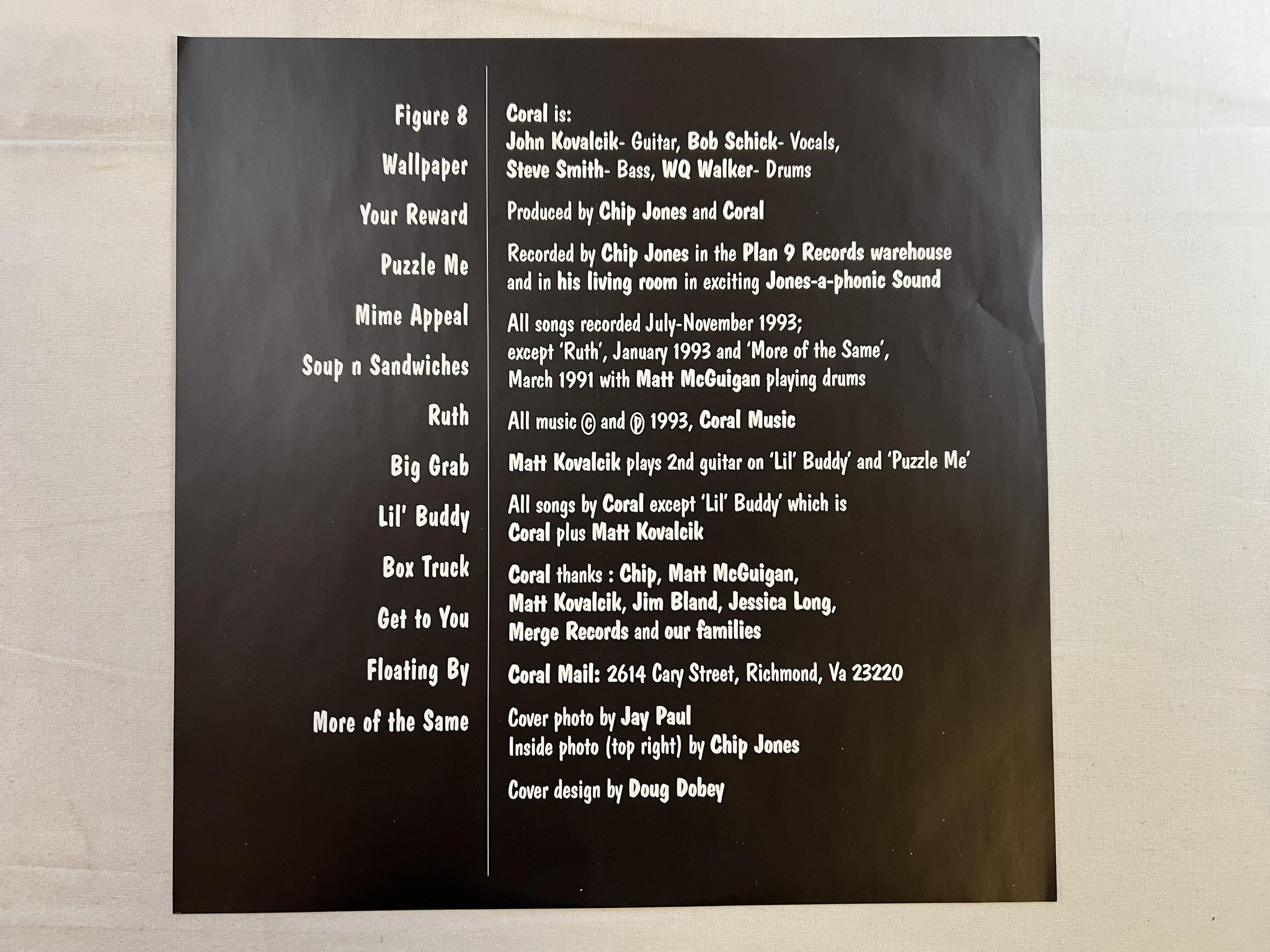 Omslagsbild för skivan CORAL pillowtalk LP -94 US FIST PUPPET FIST-018