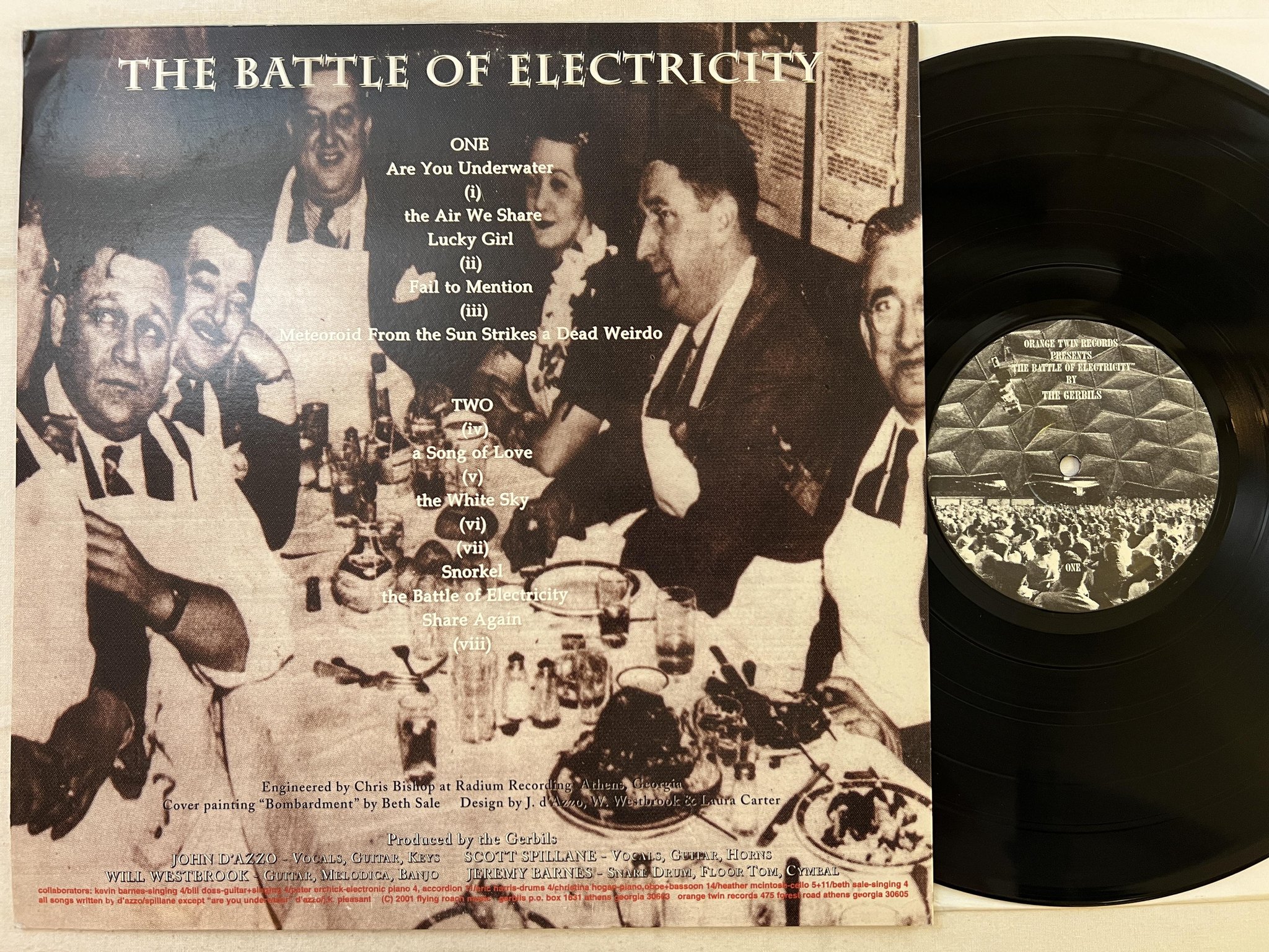 Omslagsbild för skivan THE GERBILS The Battle Of Electricity LP 2001 US orange twin 006