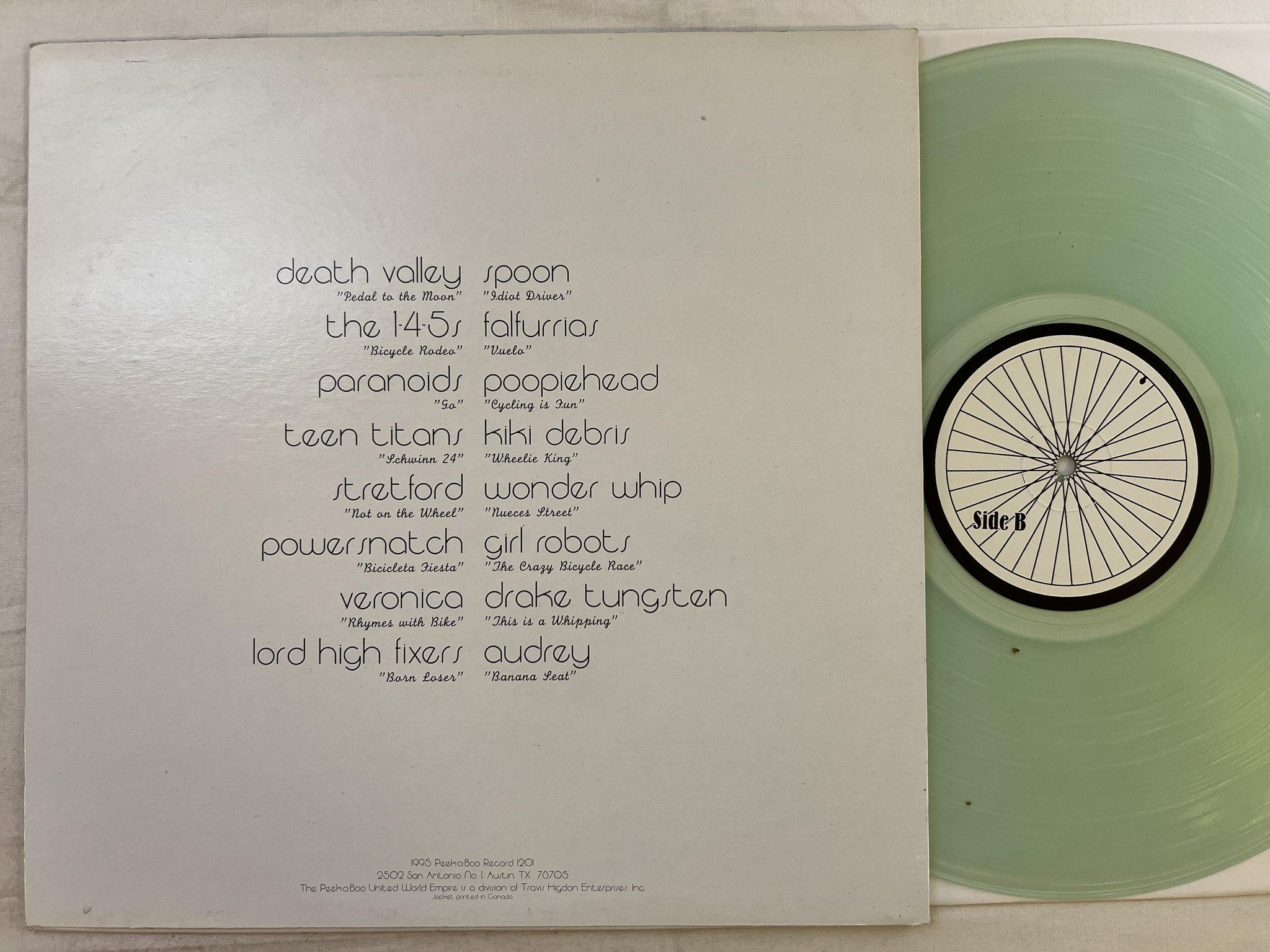 Omslagsbild för skivan V/A Bicycle Rodeo LP -95 US PEEK-A-BOO 1201 *** INDIE ***