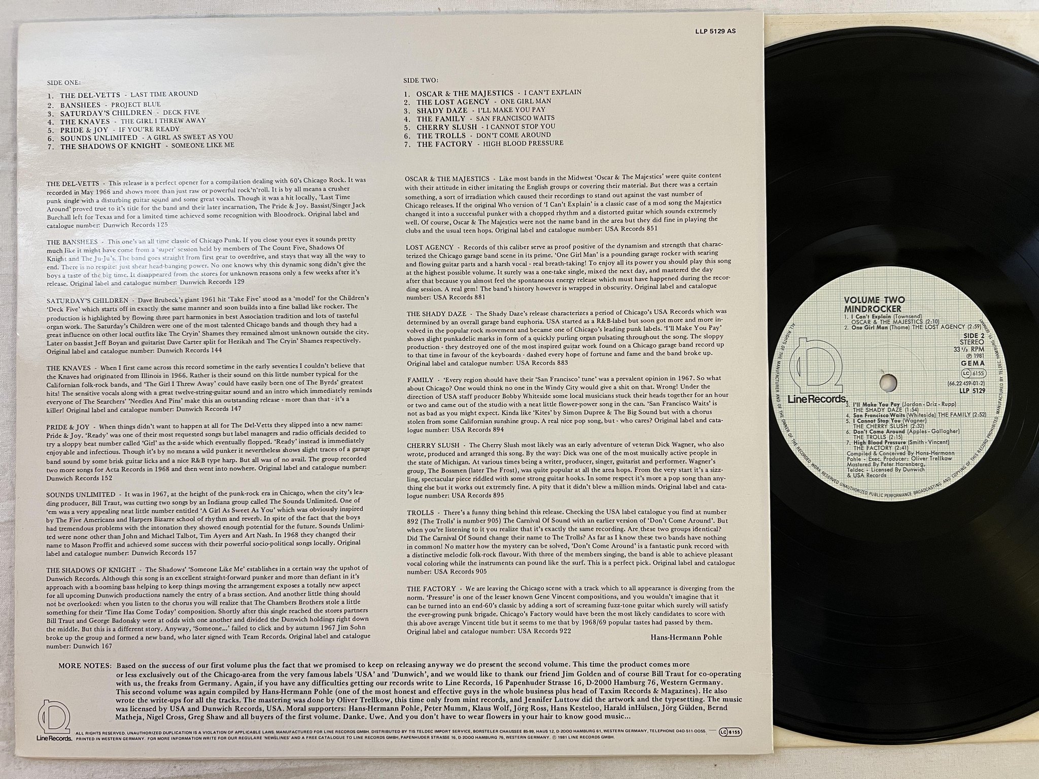 Omslagsbild för skivan V/A Mindrocker Volume 2 LP -81 Ger LINE LLP 5129