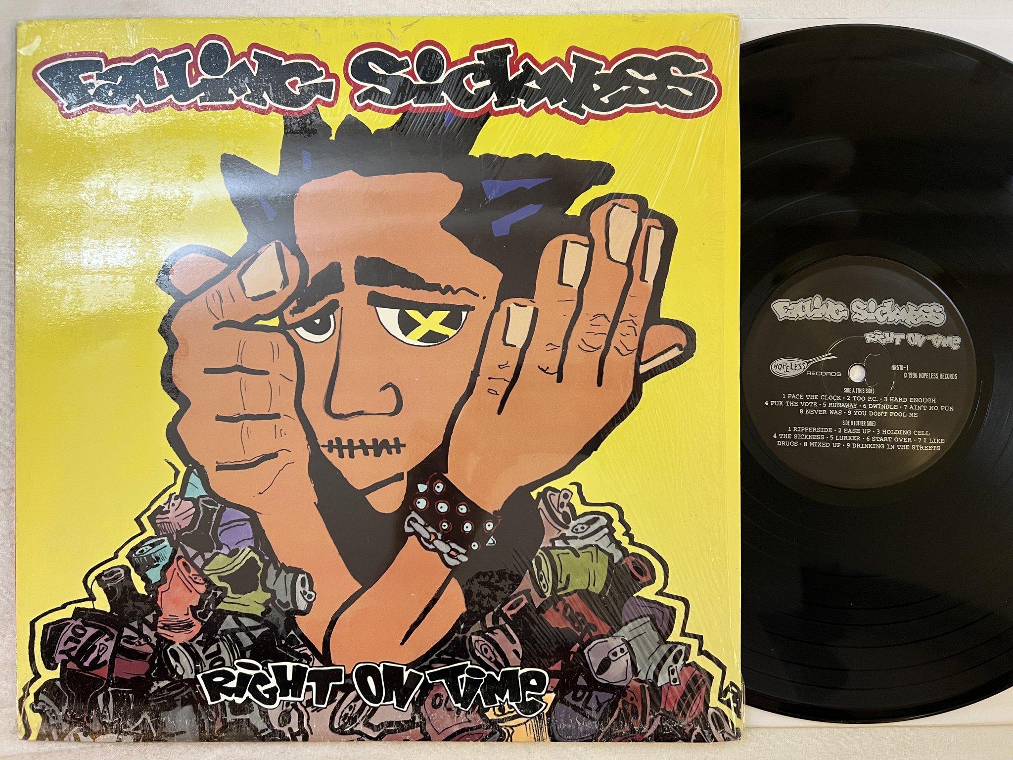 Omslagsbild för skivan FALLING SICKNESS Right On Time LP -96 US HOPELESS HR610-1 *** SKA / PUNK ***