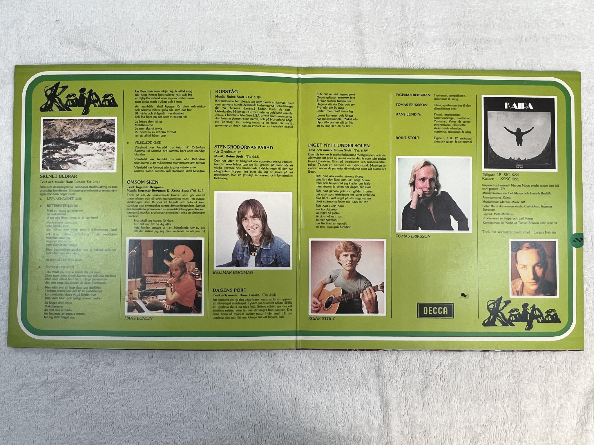 Omslagsbild för skivan KAIPA inget nytt under solen LP -76 Swe DECCA SKL 5260