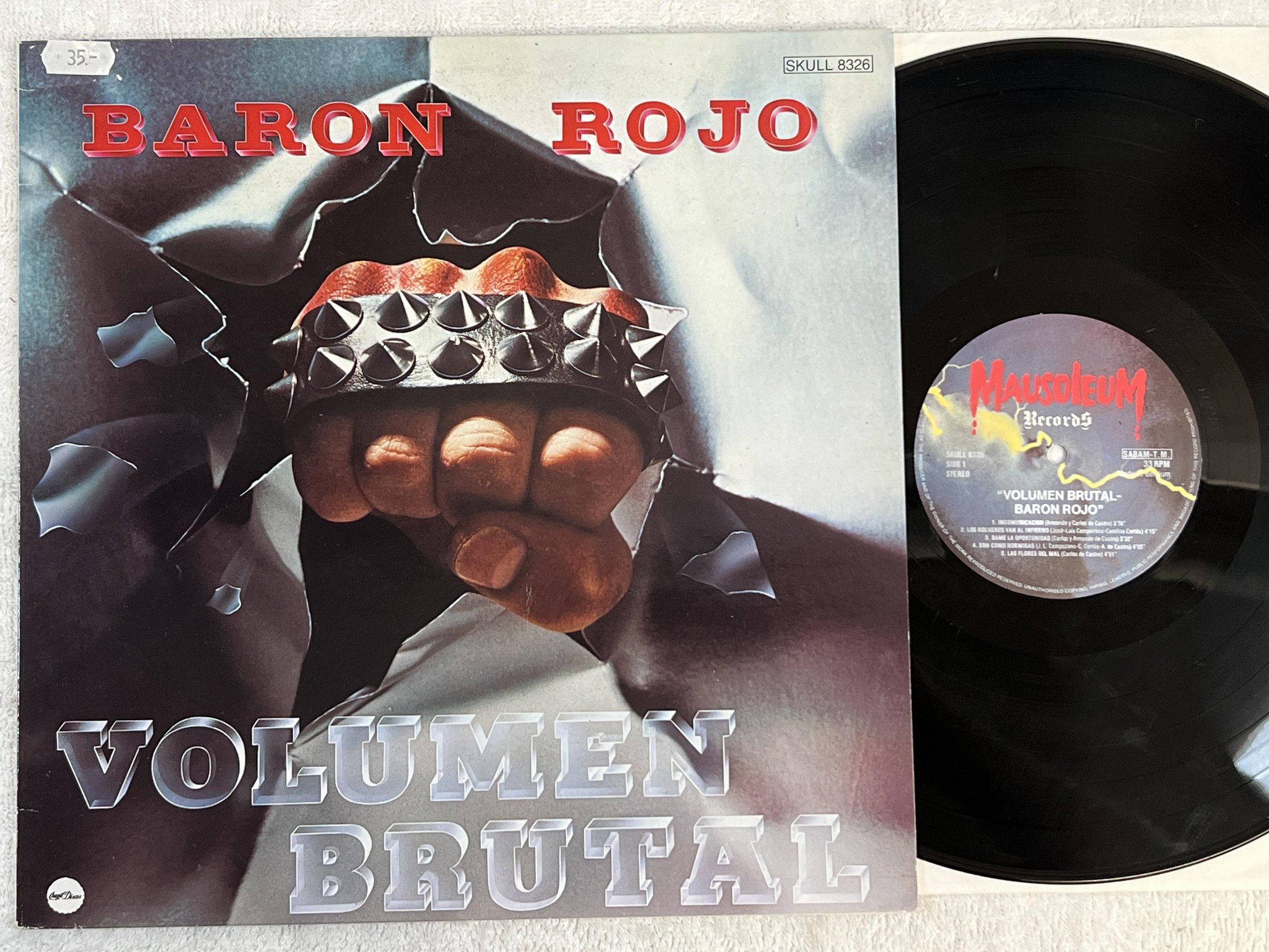Omslagsbild för skivan BARON ROJO volumen brutal LP Belgium MAUSOLEUM SKULL 8326