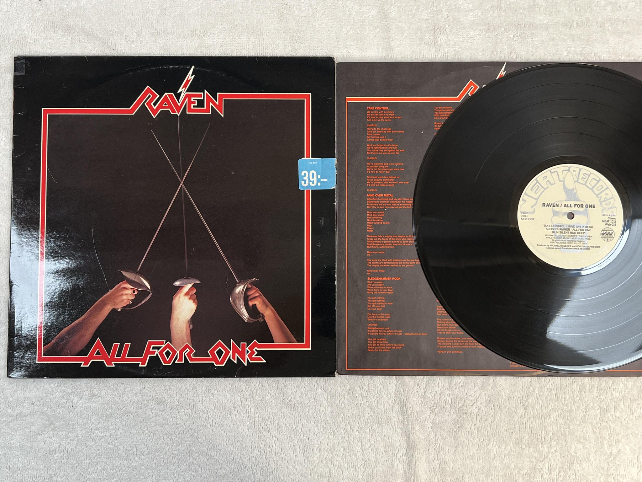 Omslagsbild för skivan RAVEN all for one LP -83 ncb NEAT RECORDS NEAT 1011