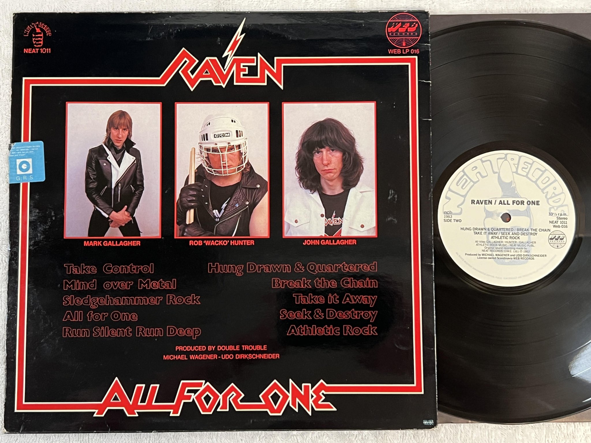 Omslagsbild för skivan RAVEN all for one LP -83 ncb NEAT RECORDS NEAT 1011