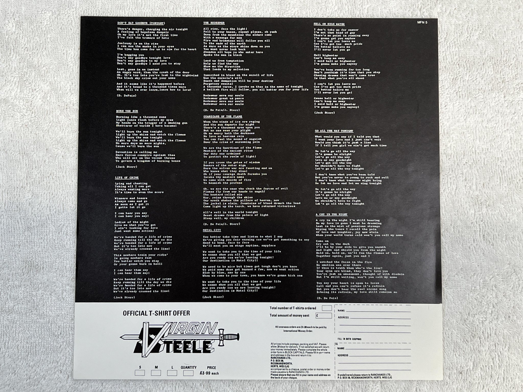 Omslagsbild för skivan VIRGIN STEELE guardians of the flame LP -83 MUSIC FOR NATIONS MFN 5