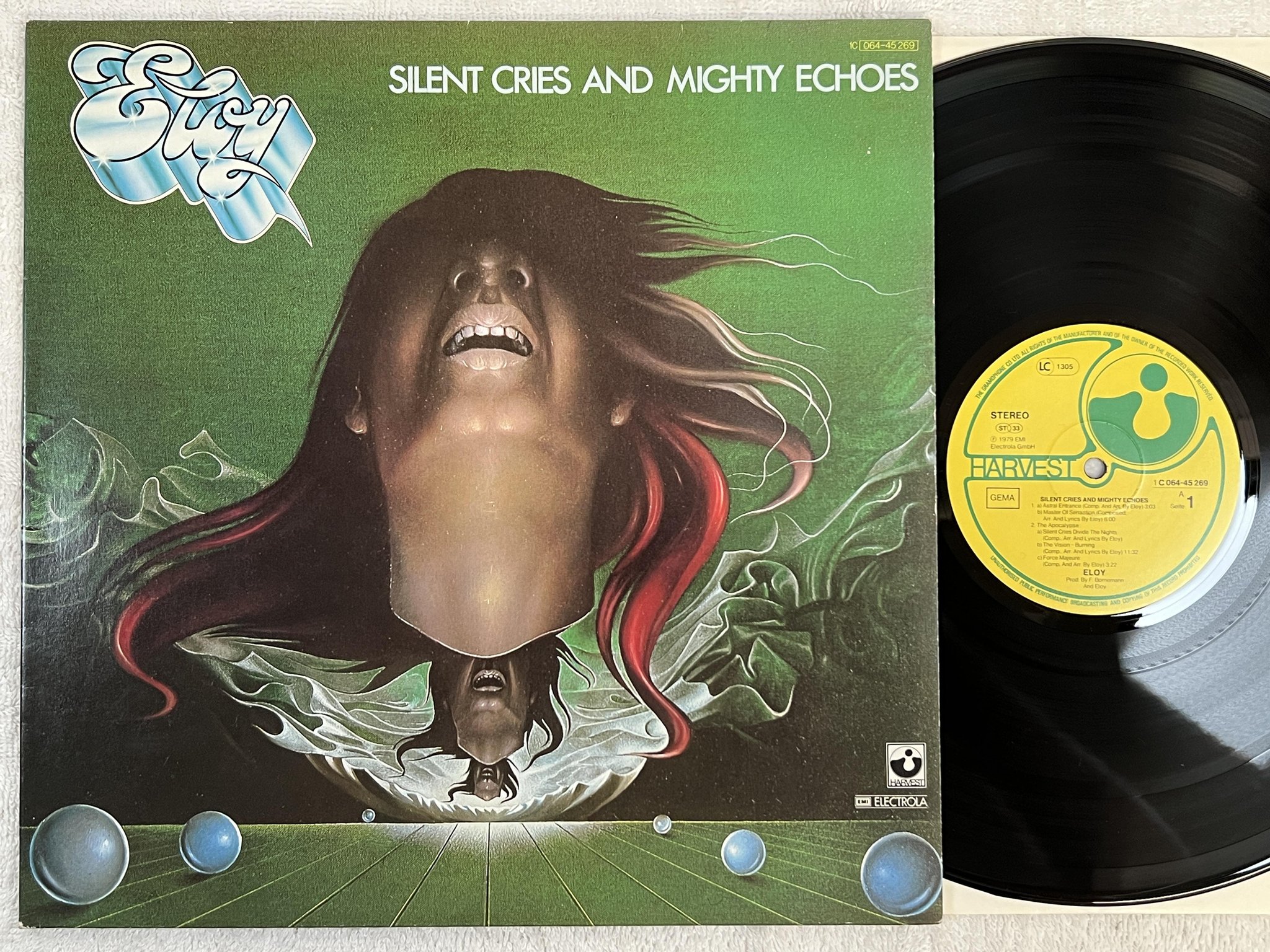 Omslagsbild för skivan ELOY silent cries and mighty echoes LP -79 HARVEST 1C 064-45269