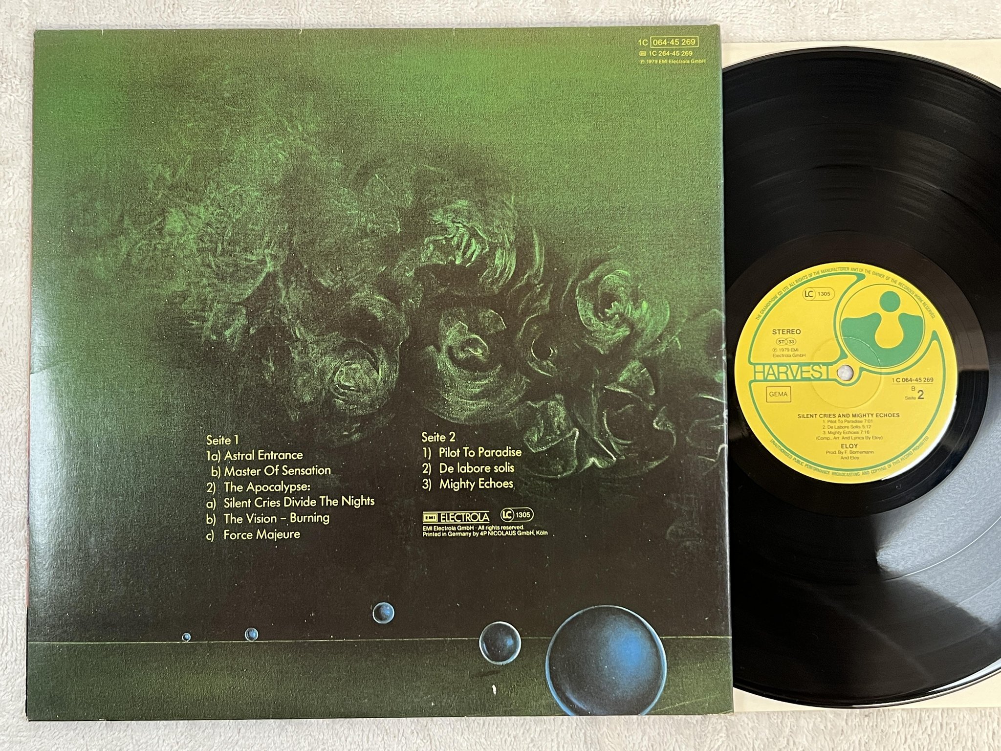 Omslagsbild för skivan ELOY silent cries and mighty echoes LP -79 HARVEST 1C 064-45269