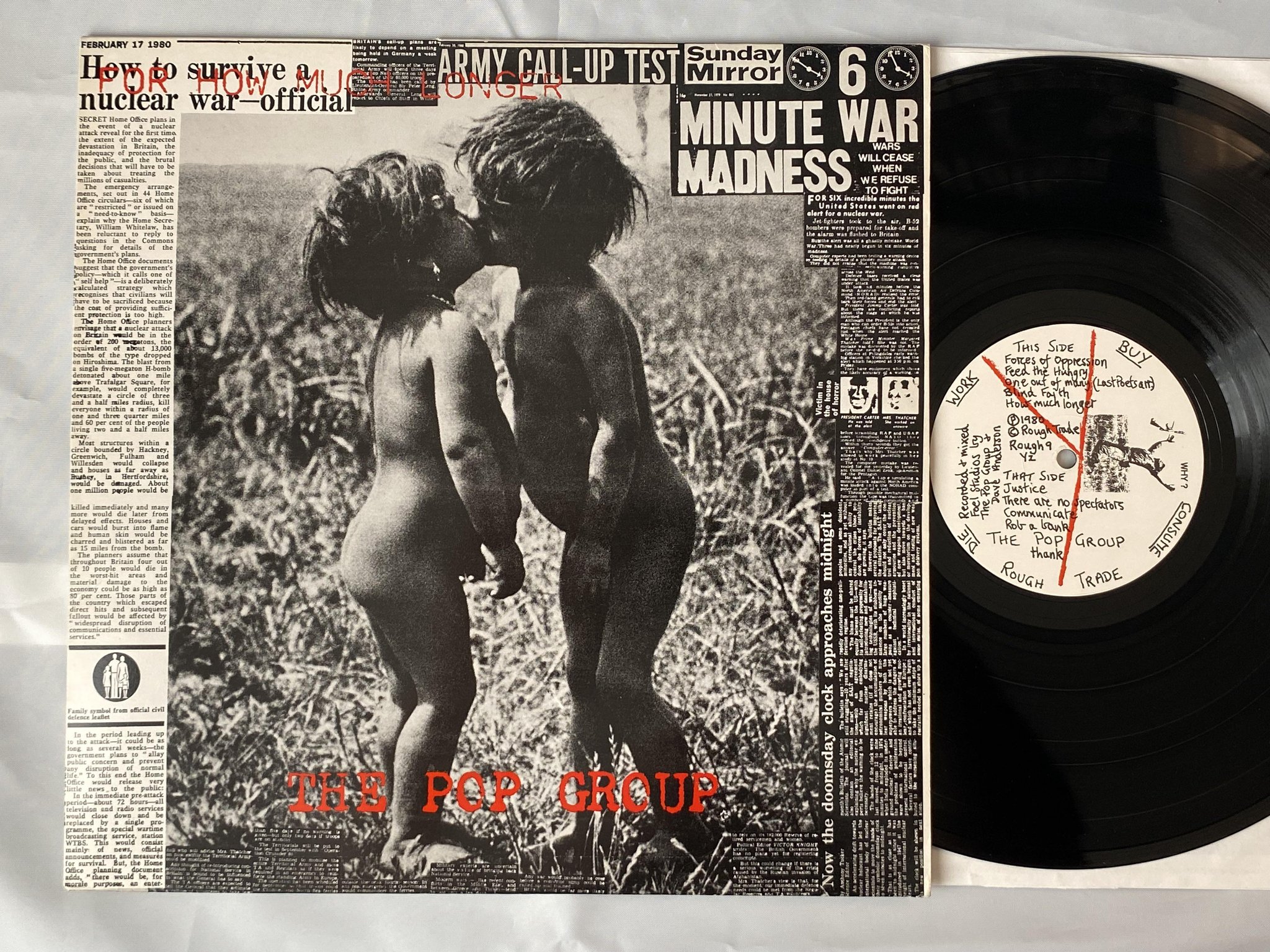 Omslagsbild för skivan THE POP GROUP For How Much Longer Do We Tolerate Mass Murder? LP -80 ROUGH 9