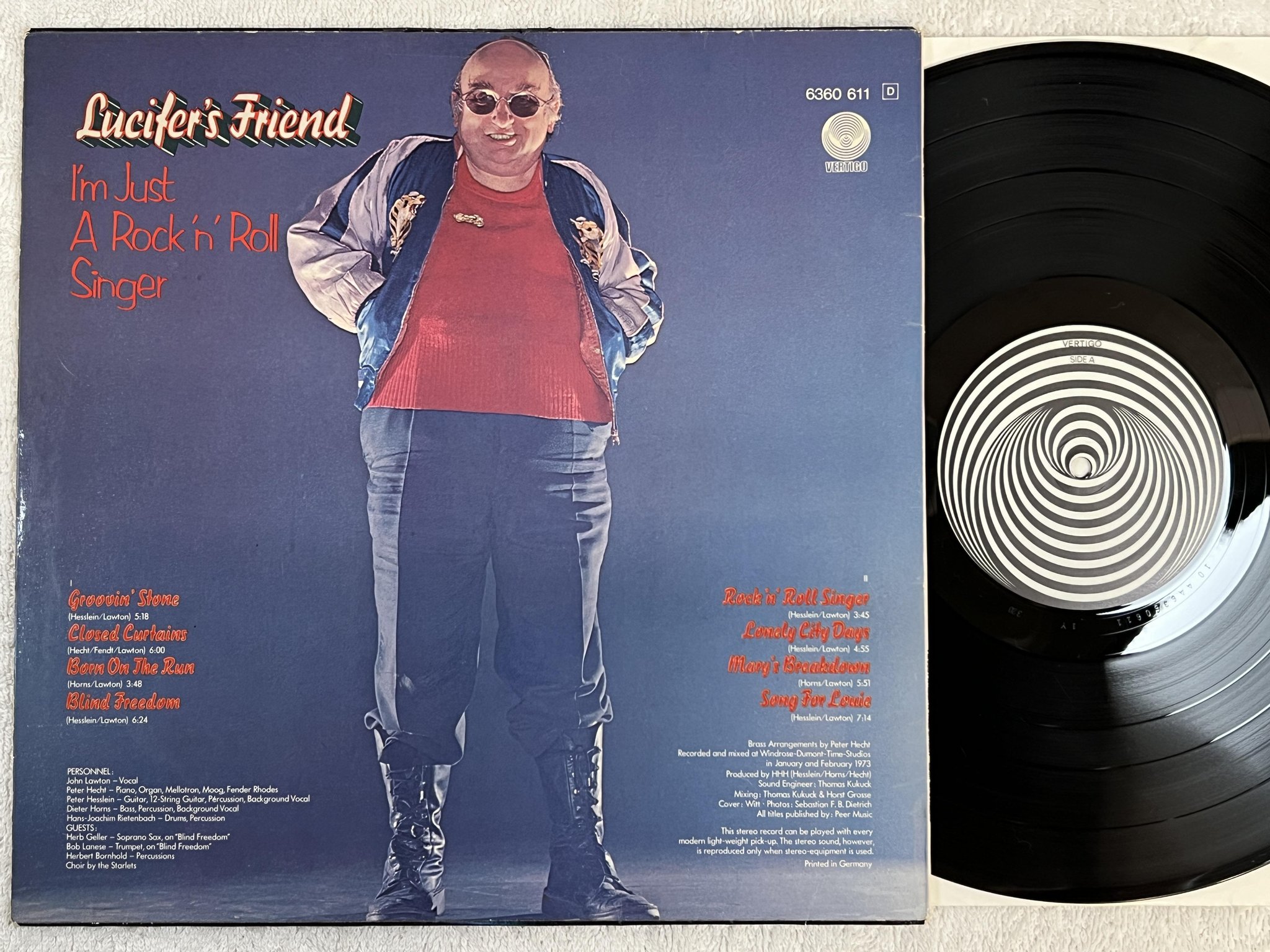 Omslagsbild för skivan LUCIFER'S FRIEND I'm Just A Rock 'N' Roll Singer LP -73 Ger VERTIGO 6360 611