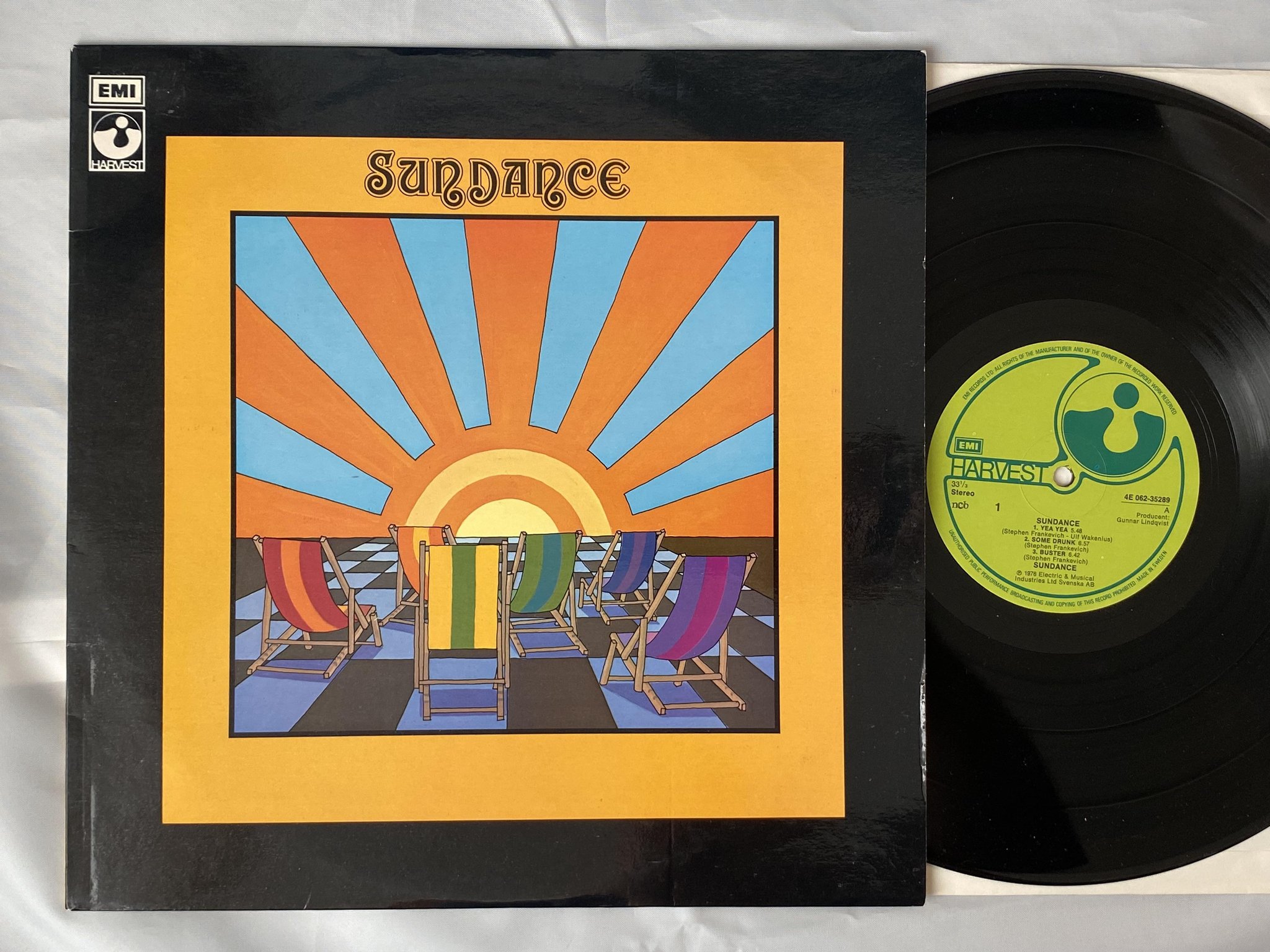 Omslagsbild för skivan SUNDANCE s/t LP -76 Swe HARVEST 4E 062-35289 *** rare jazz-funk ***