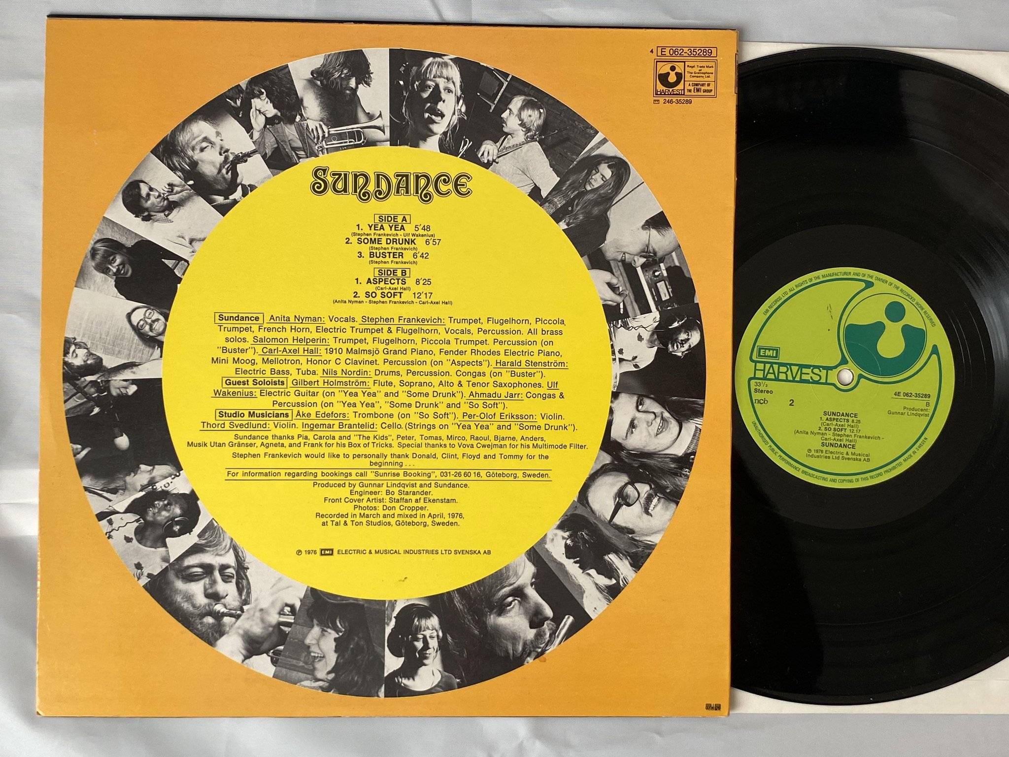 Omslagsbild för skivan SUNDANCE s/t LP -76 Swe HARVEST 4E 062-35289 *** rare jazz-funk ***