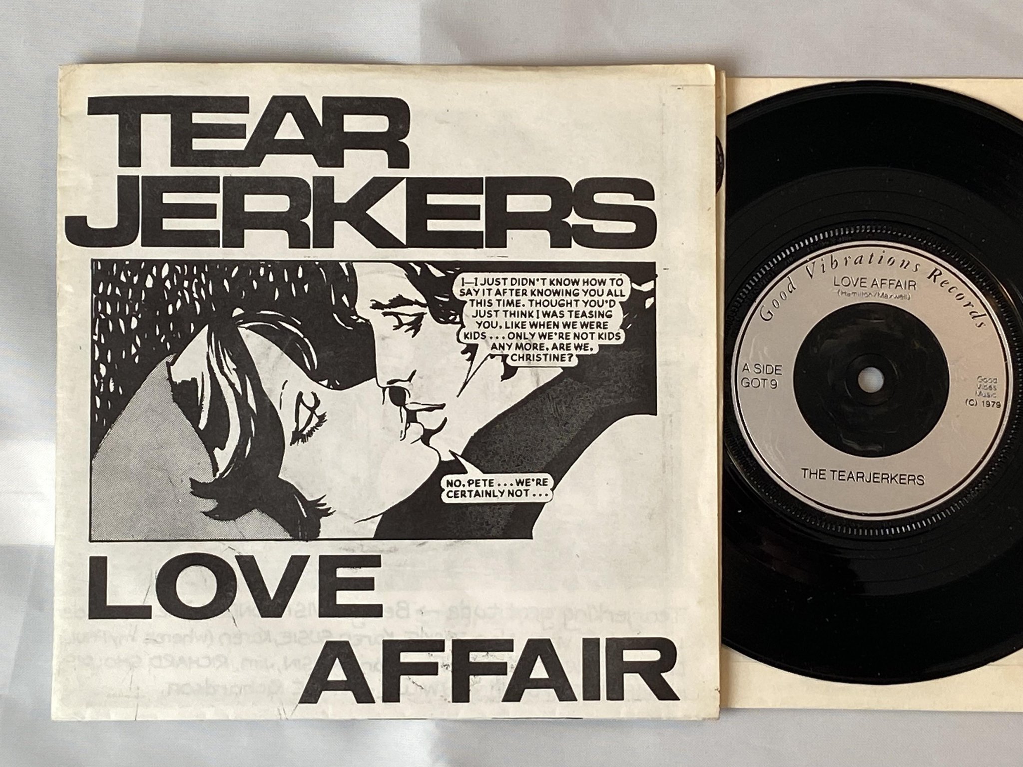 Omslagsbild för skivan THE TEARJERKERS Love Affair 7" -79 UK good vibrations GOT 9 *** RARE PUNK ***