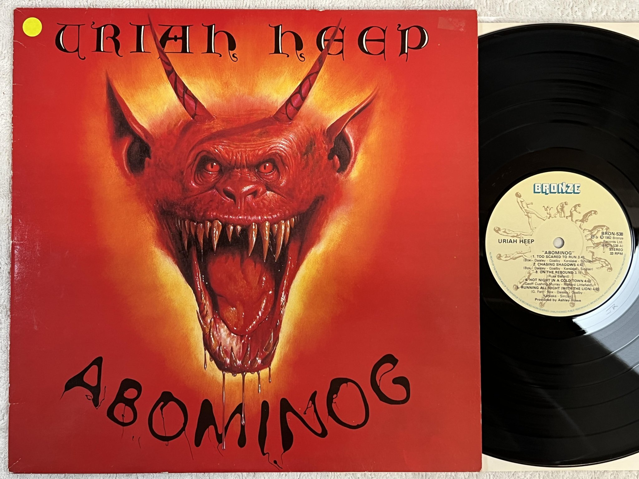 Omslagsbild för skivan URIAH HEEP abominog LP -82 Swe BRONZE BRON-538
