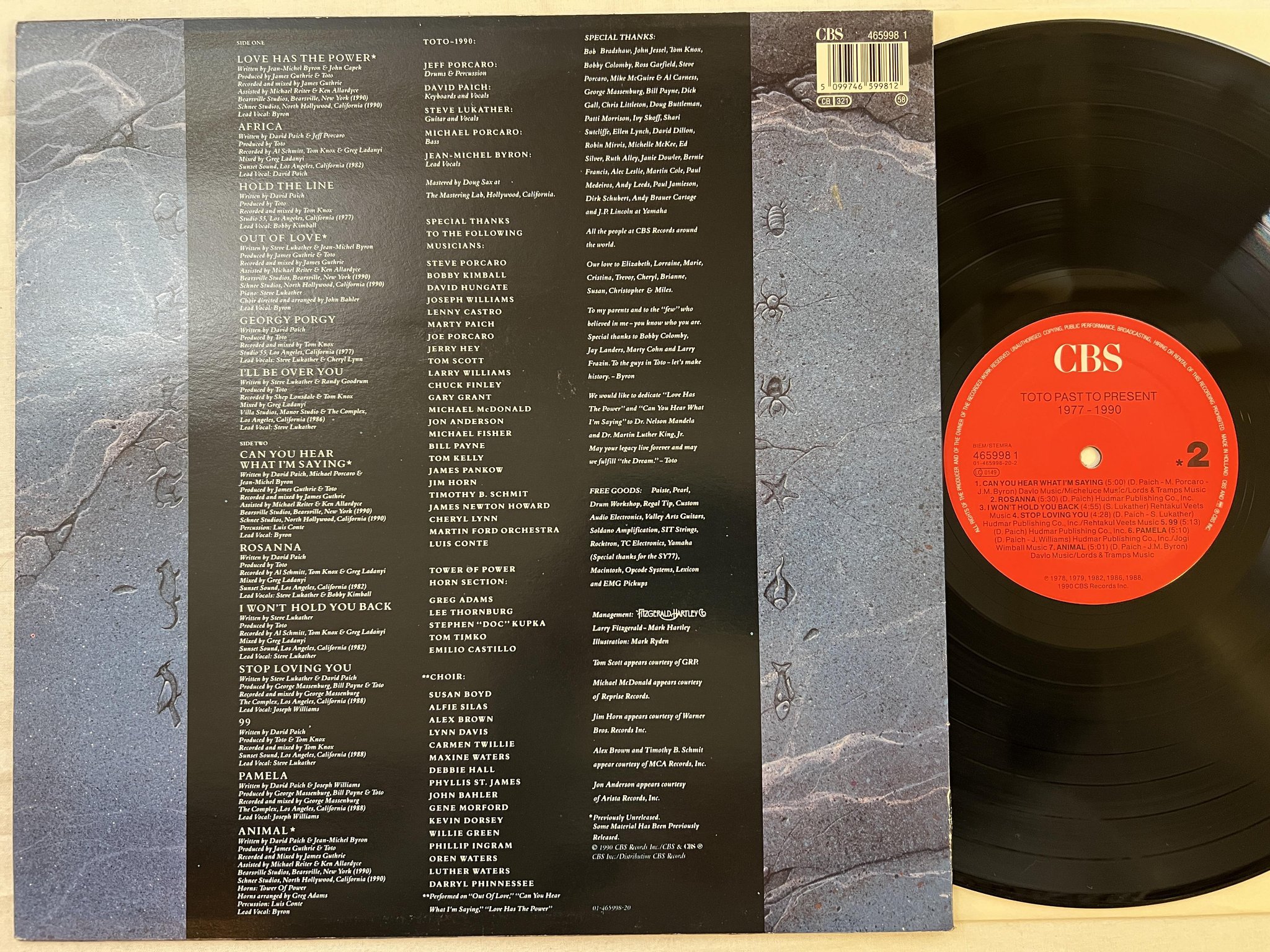 Omslagsbild för skivan TOTO past to present 1977-1990 LP -90 Hol CBS 4659981