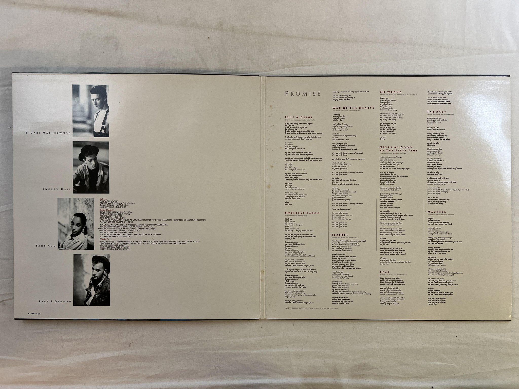 Omslagsbild för skivan SADE promise LP -85 Hol EPIC EPC 86318