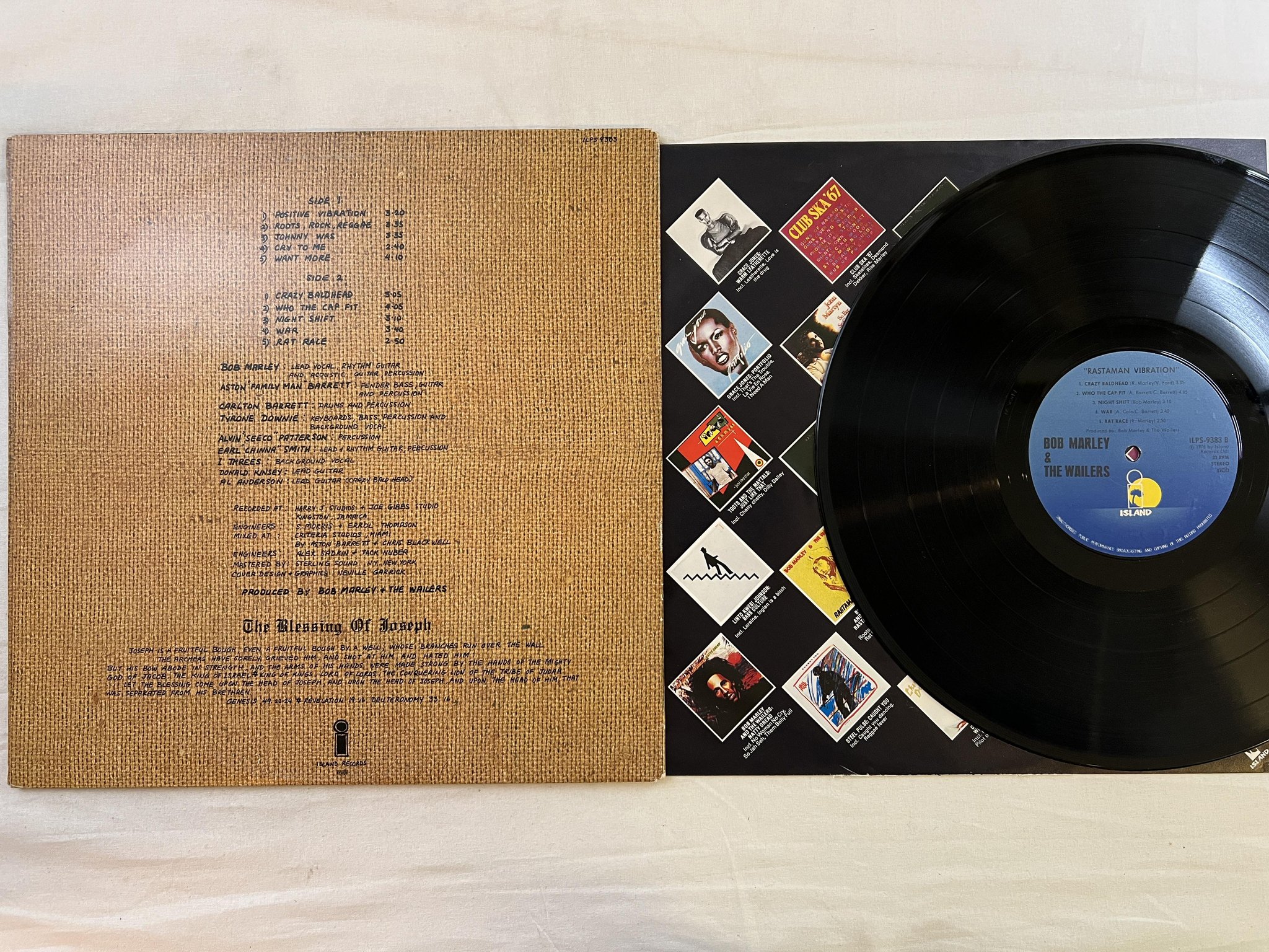 Omslagsbild för skivan BOB MARLEY & THE WAILERS rastaman vibration LP -76 ncb ISLAND ILPS 9383