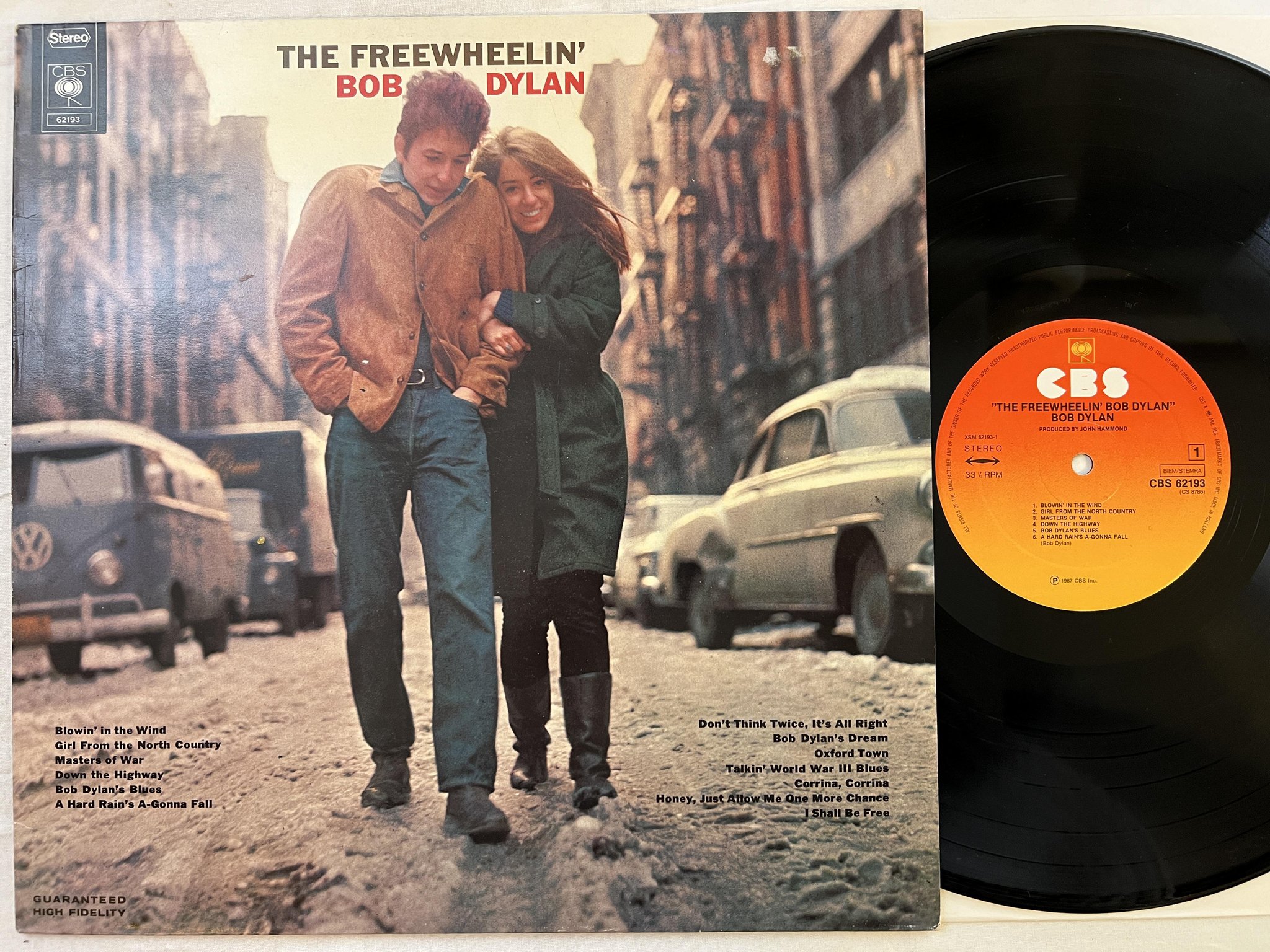 Omslagsbild för skivan BOB DYLAN the freewhelin' LP re Hol CBS 62193