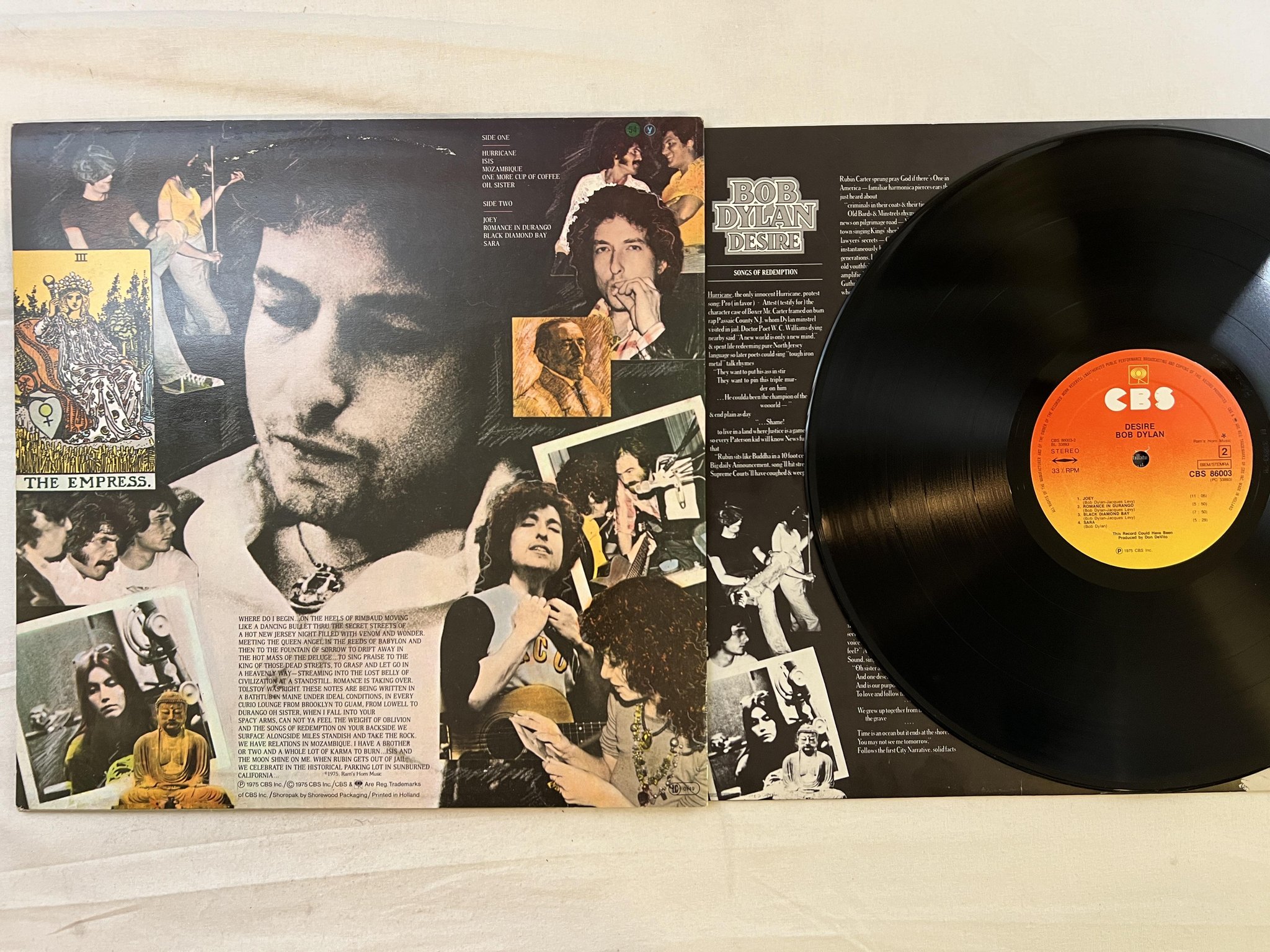 Omslagsbild för skivan BOB DYLAN desire LP -75 Hol CBS 86003 ** One more cup of coffee **