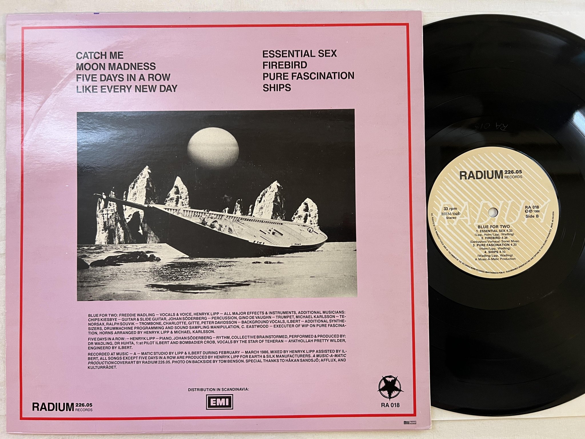 Omslagsbild för skivan BLUE FOR TWO feat FREDDIE WADLING LP -86 RADIUM 226.05 RA-018