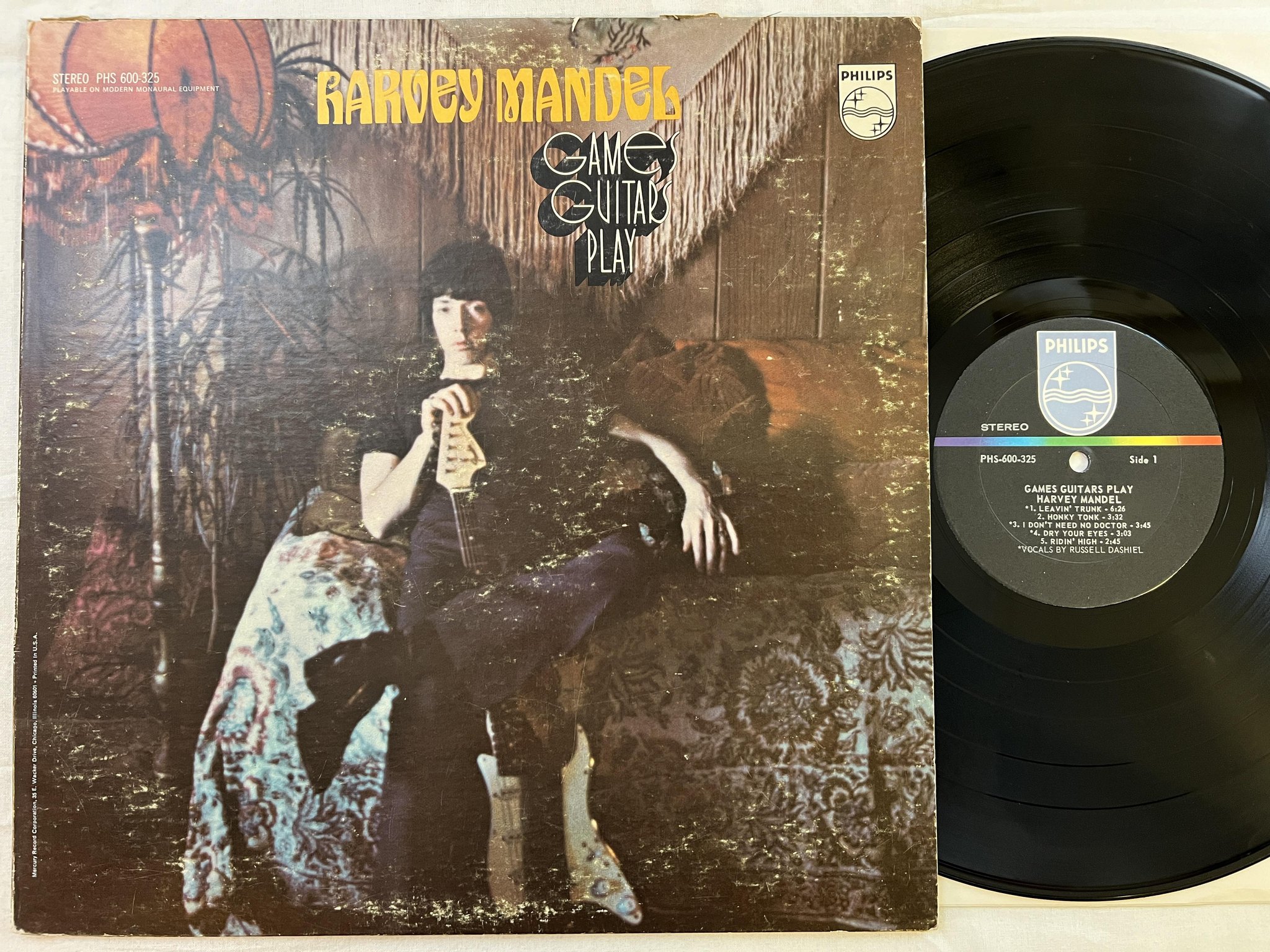 Omslagsbild för skivan HARVEY MANDEL games guitars play LP US PHILIPS PHS-600325