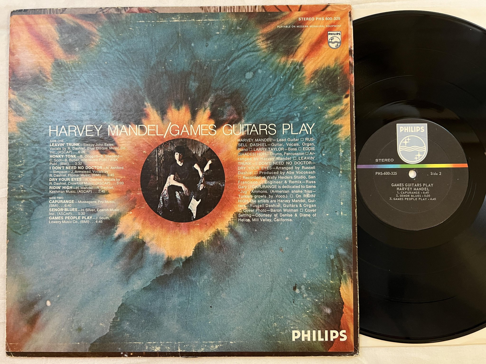 Omslagsbild för skivan HARVEY MANDEL games guitars play LP US PHILIPS PHS-600325