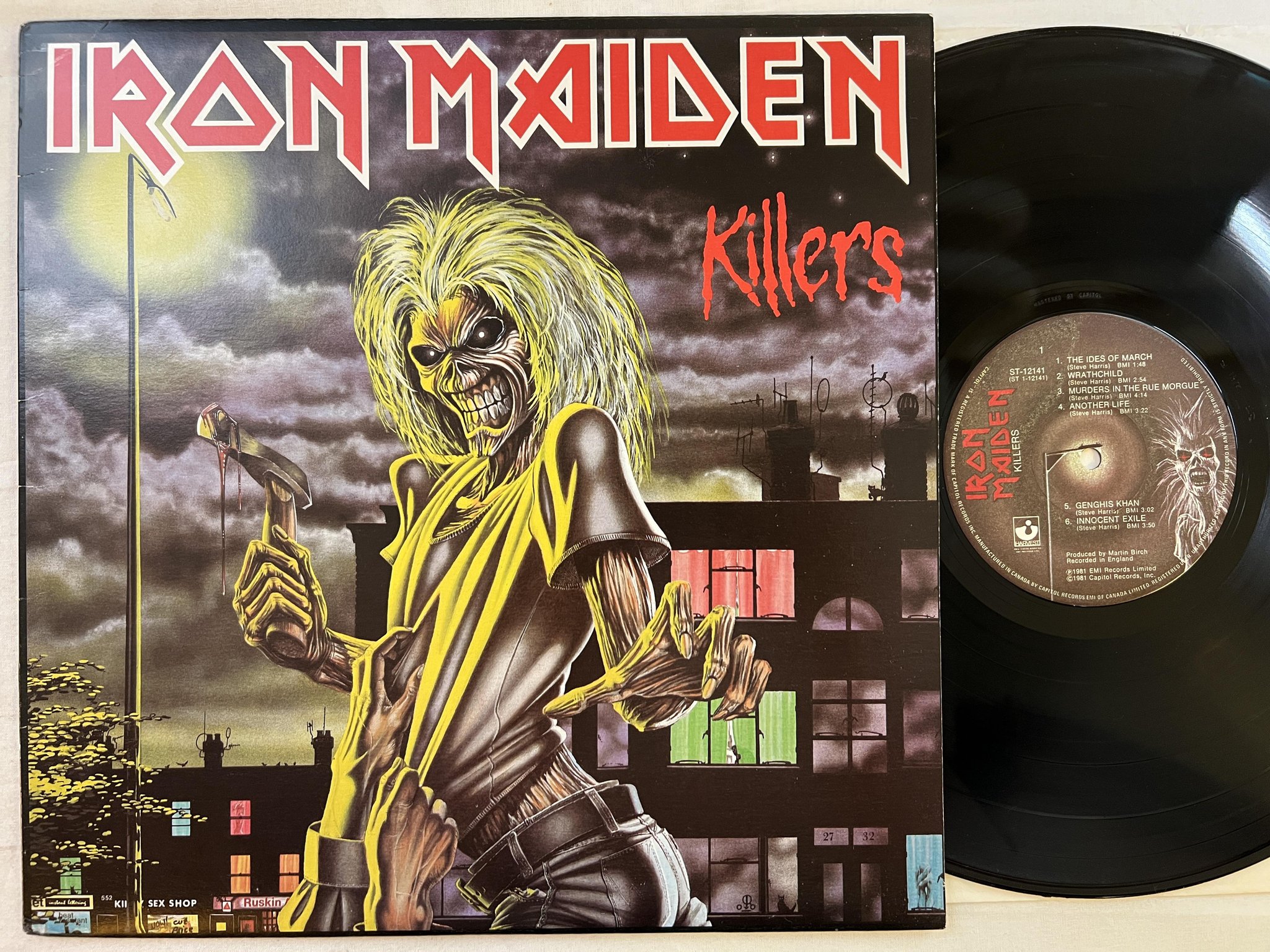 Omslagsbild för skivan IRON MAIDEN killers LP -81 Can HARVEST ST-12141