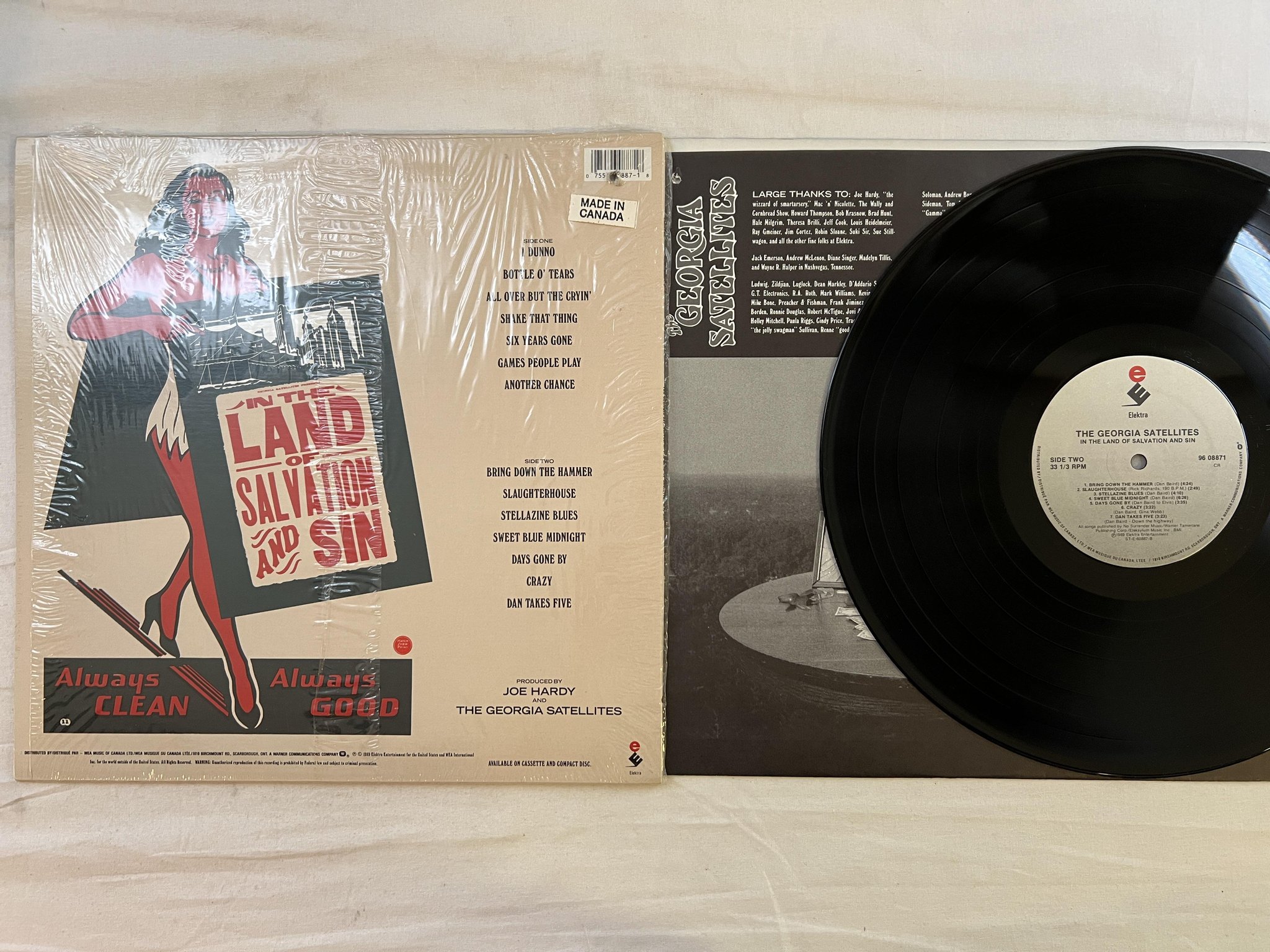 Omslagsbild för skivan GEORGIA SATELLITES in the land of salvation and sin LP -89 Can ELEKTRA 9608871