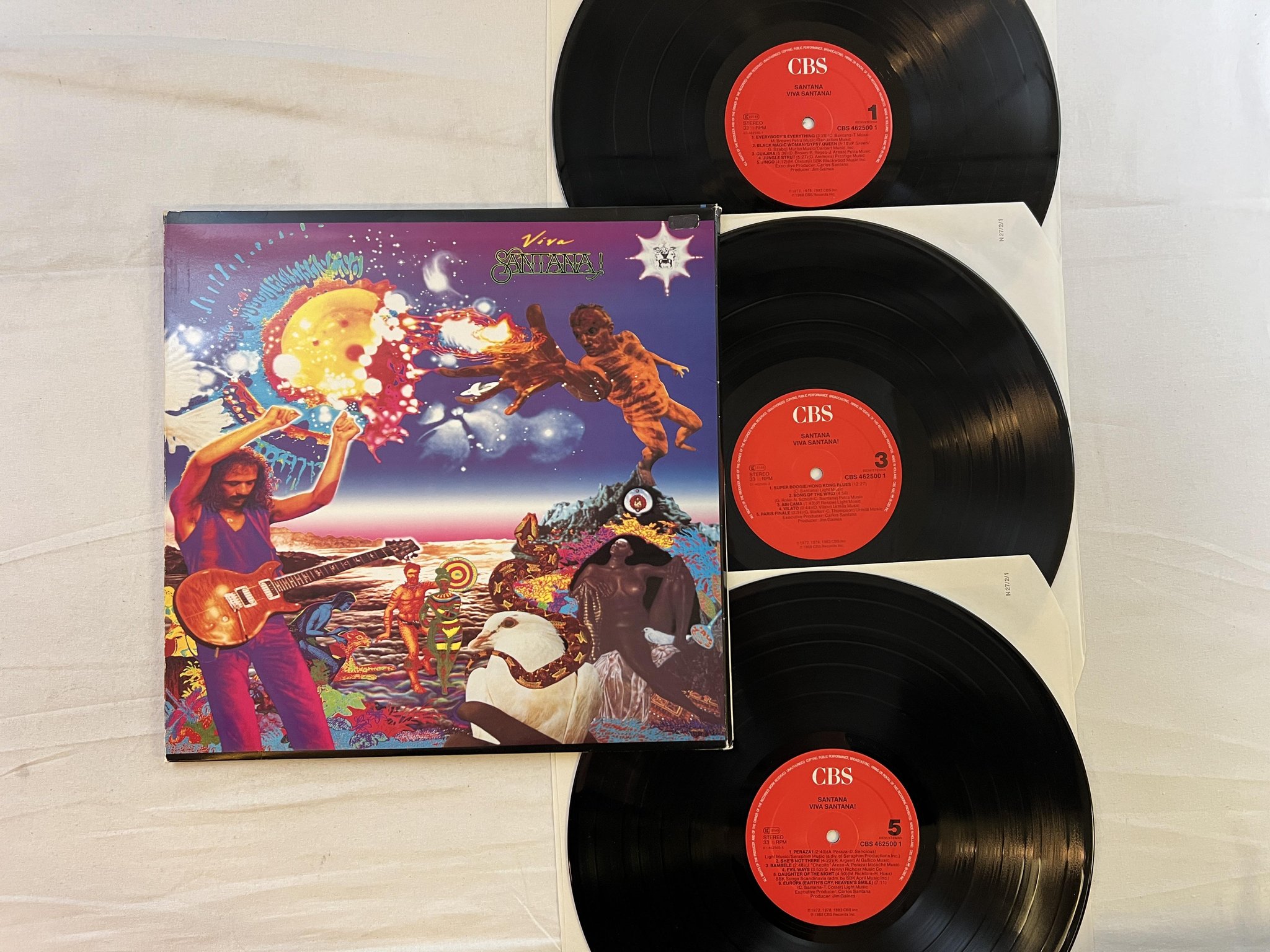 Omslagsbild för skivan SANTANA Viva Santana! 3xLP -88 CBS 462500 1