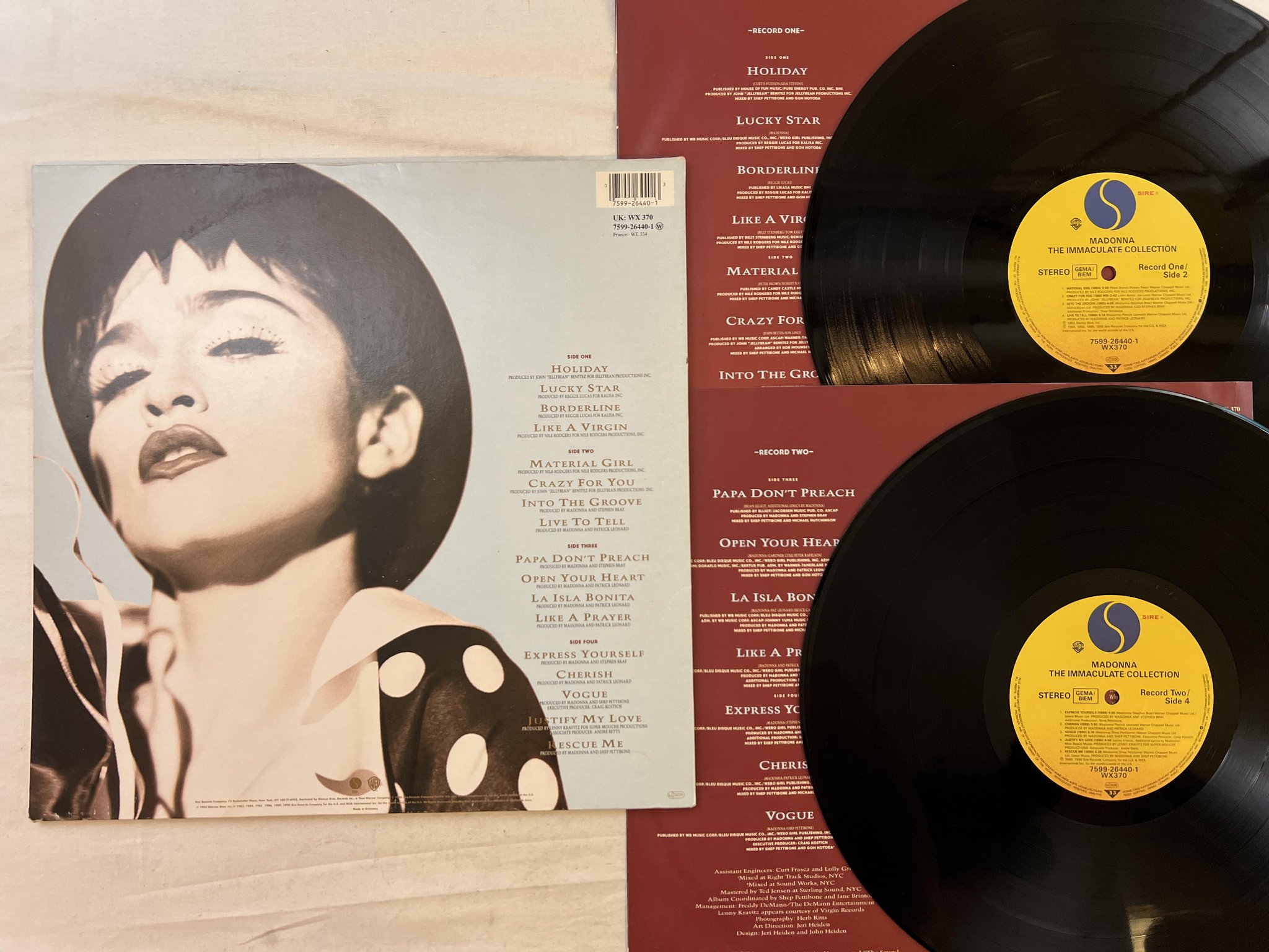 Omslagsbild för skivan MADONNA The Immaculate Collection 2xLP -90 SIRE 7599-26440-1