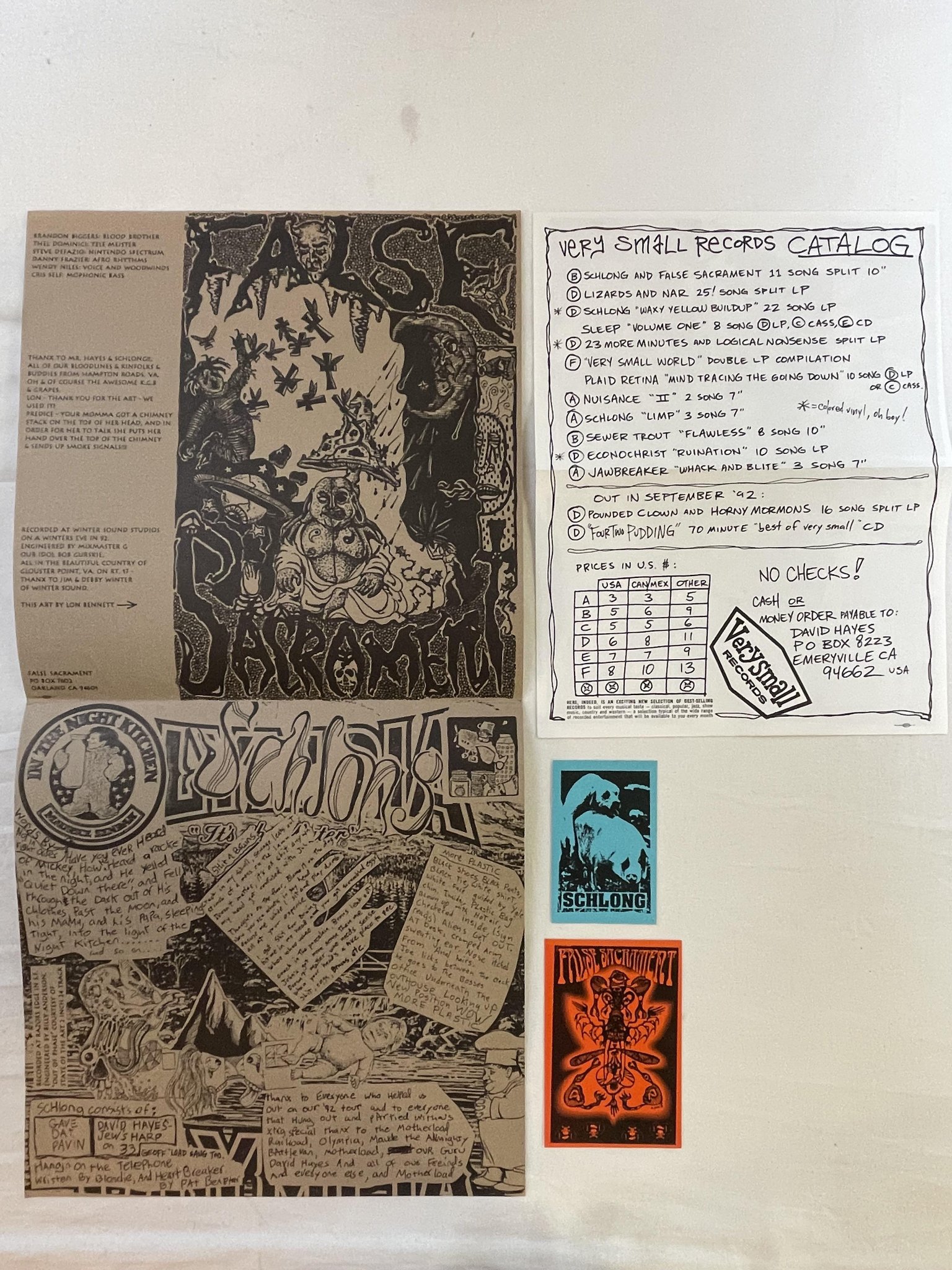 Omslagsbild för skivan Schlong And False Sacrament 10" -92 US VERY SMALL RECORDS VSR 37