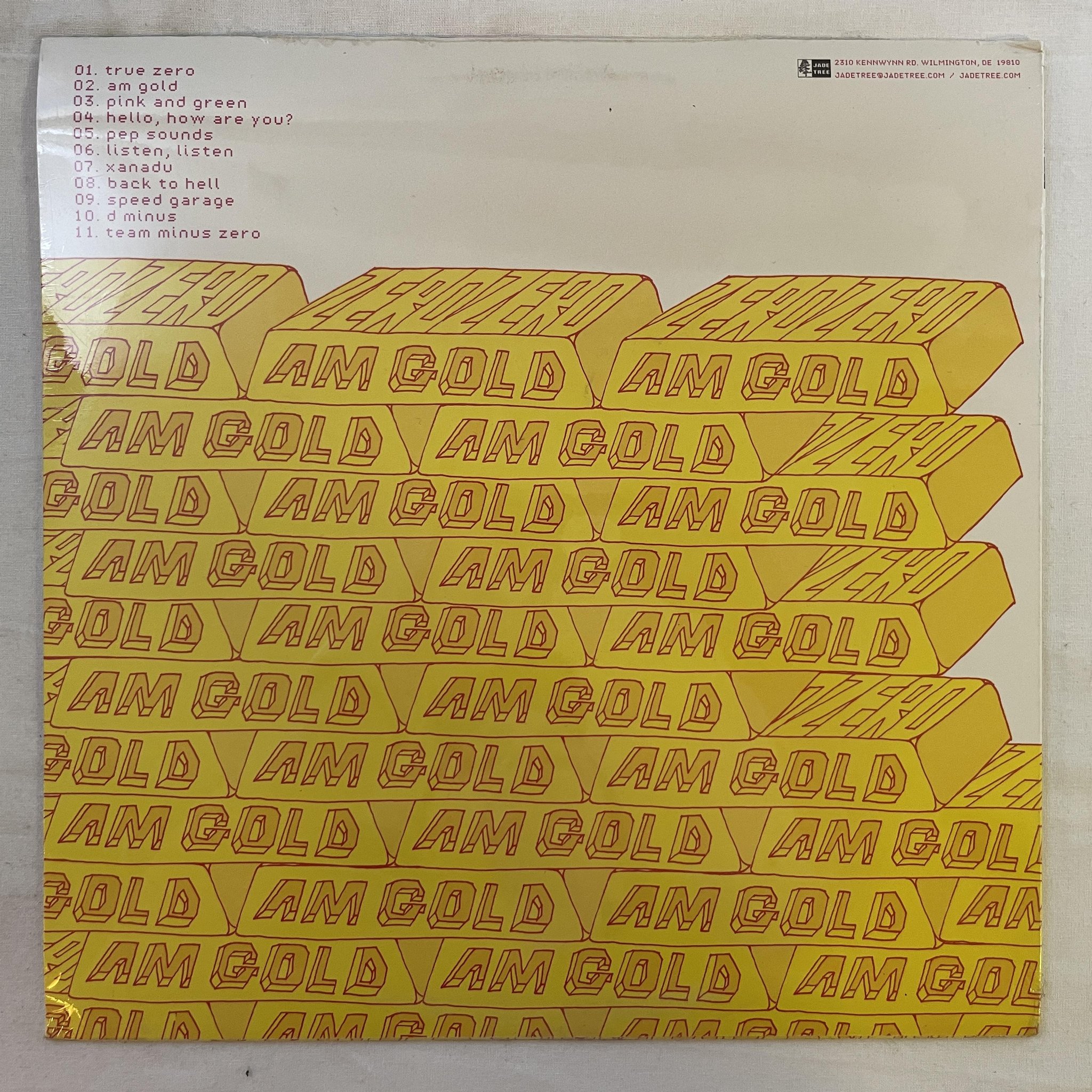 Omslagsbild för skivan ZERO ZERO AM Gold LP 2001 USJADE TREE JT1056 ** ELECTRONIC ROCK **