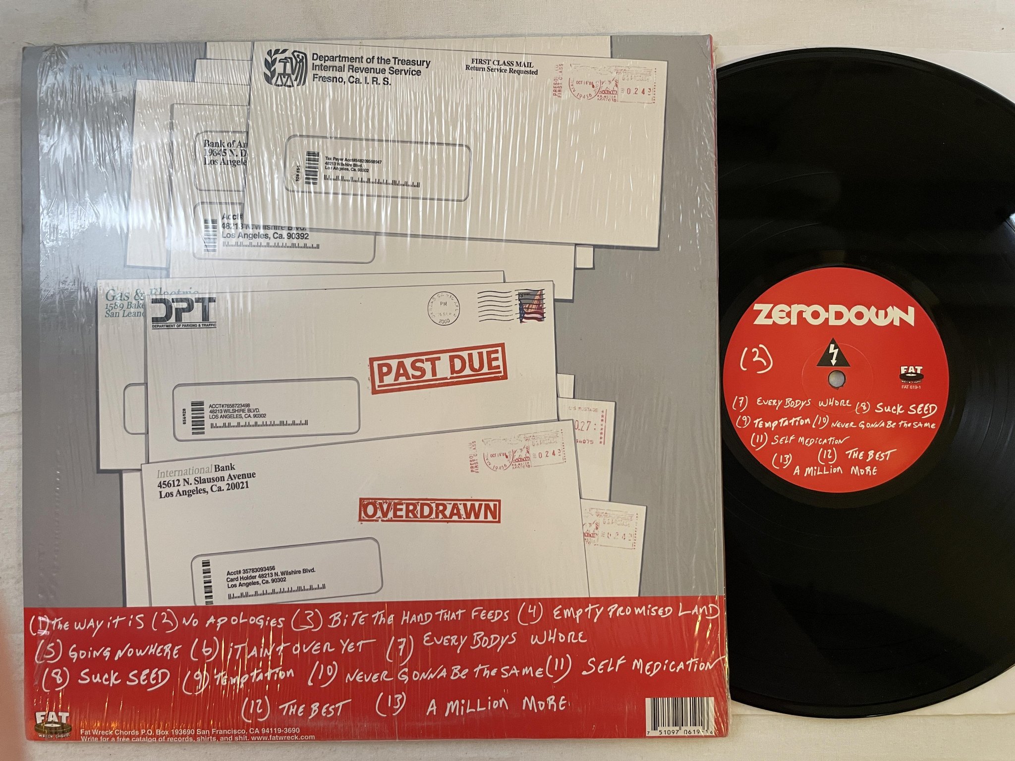 Omslagsbild för skivan ZERO DOWN With A Lifetime To Pay LP 2001 US FAT WRECK *** RARE PUNK LP ***