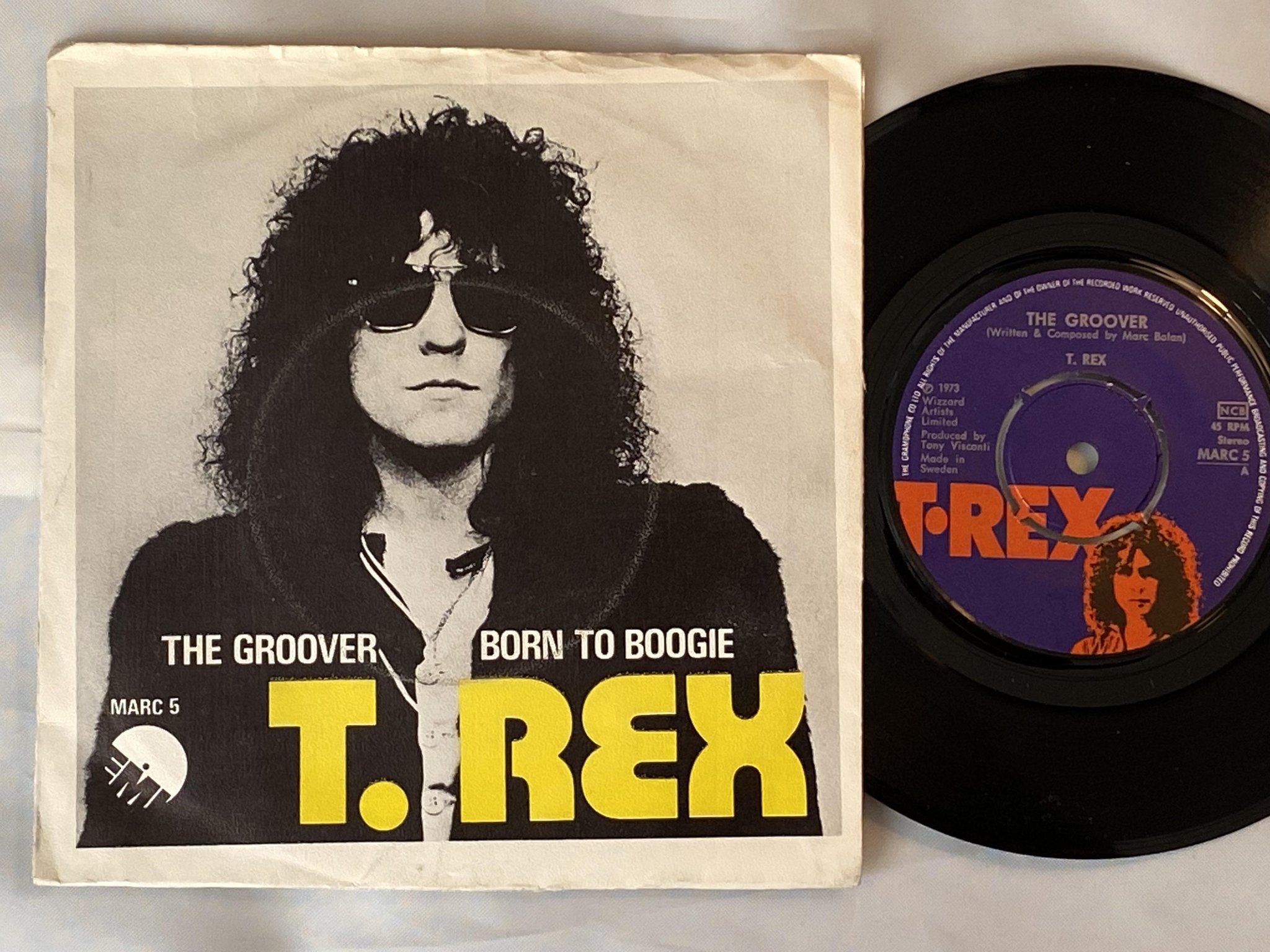 Omslagsbild för skivan T. REX the groover 7" -73 Swe EMI MARC 5