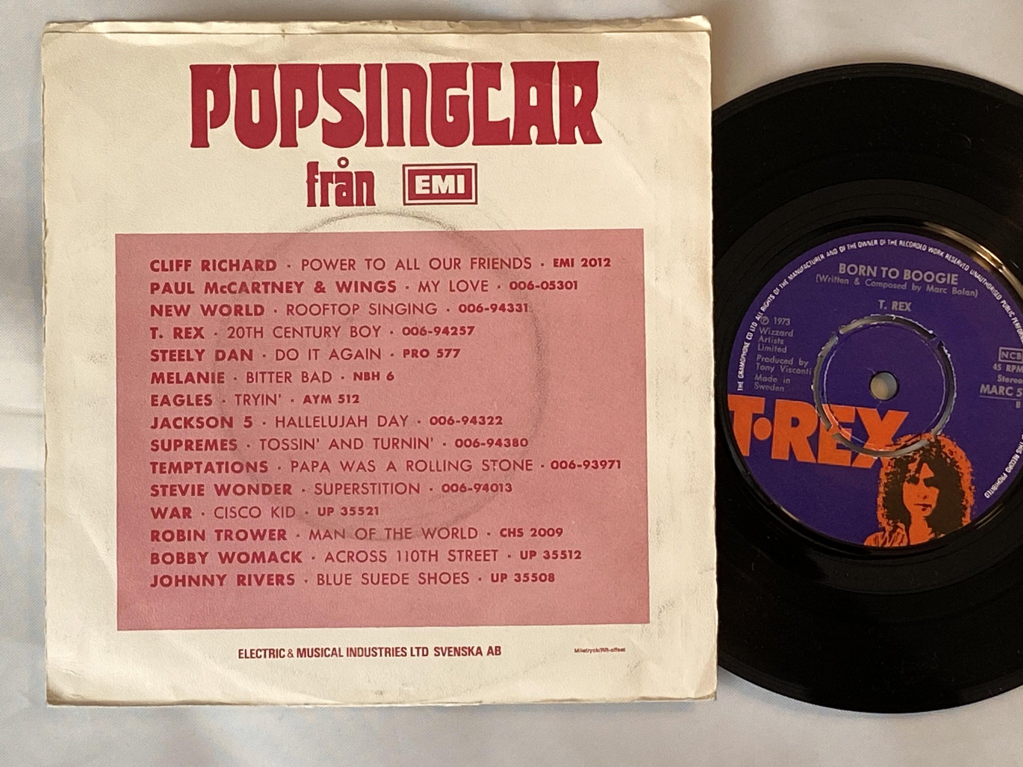 Omslagsbild för skivan T. REX the groover 7" -73 Swe EMI MARC 5