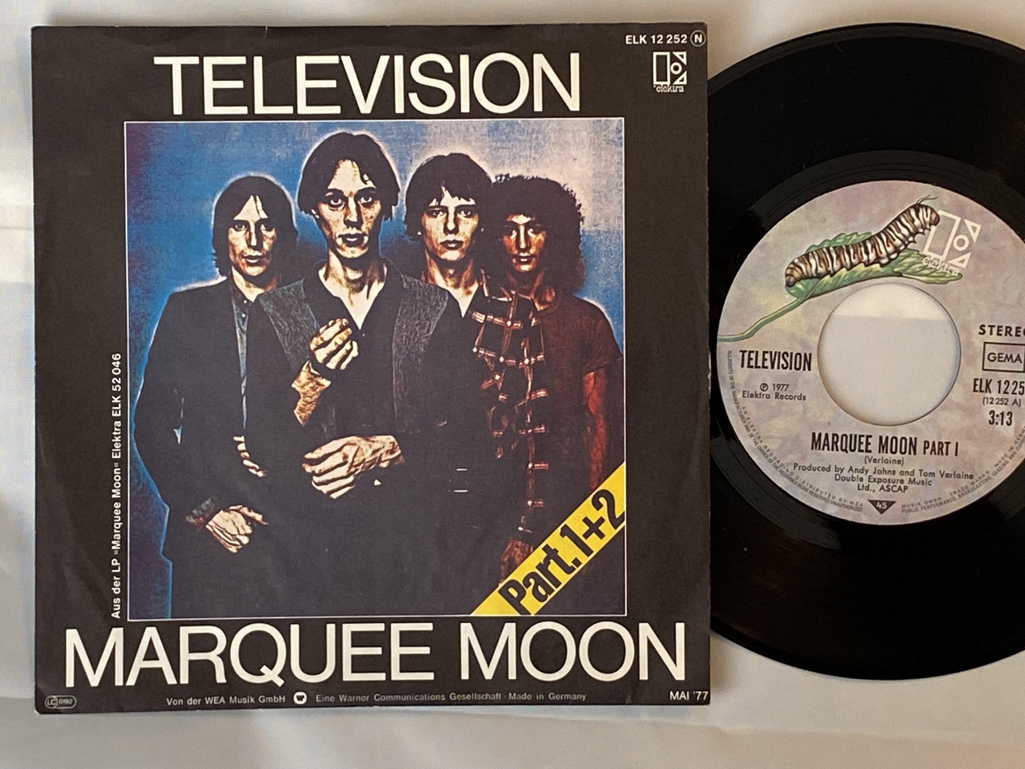 Omslagsbild för skivan TELEVISION marquee moon 7" -77 Ger ELEKTRA ELK 12252