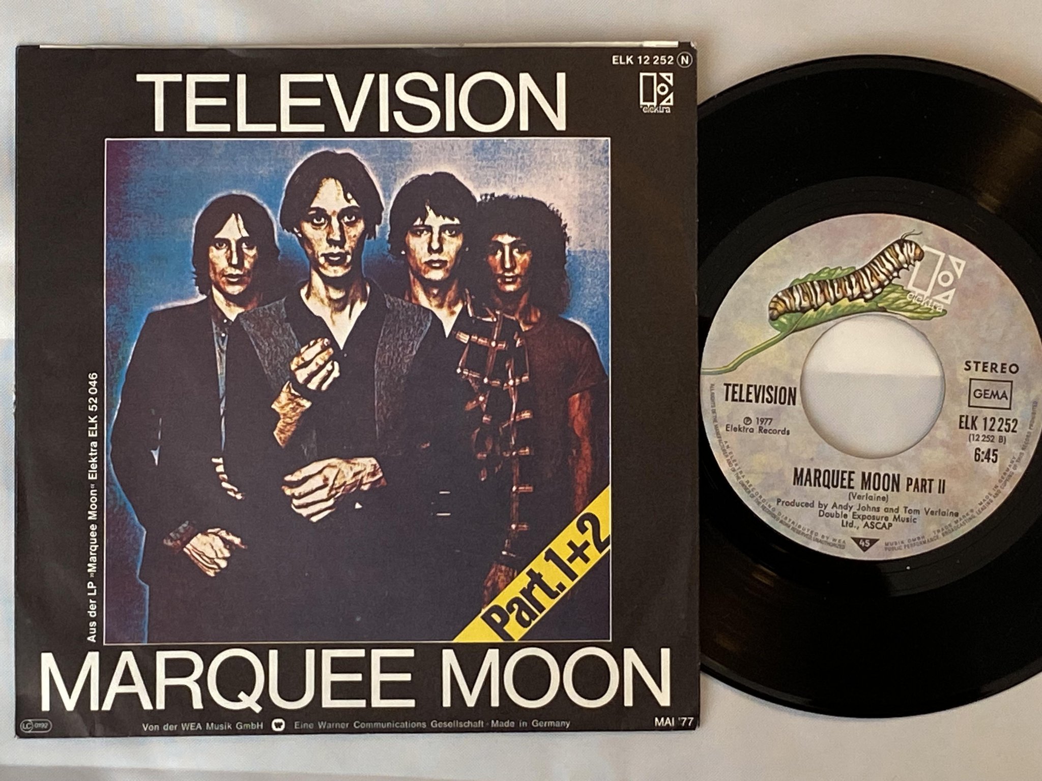 Omslagsbild för skivan TELEVISION marquee moon 7" -77 Ger ELEKTRA ELK 12252