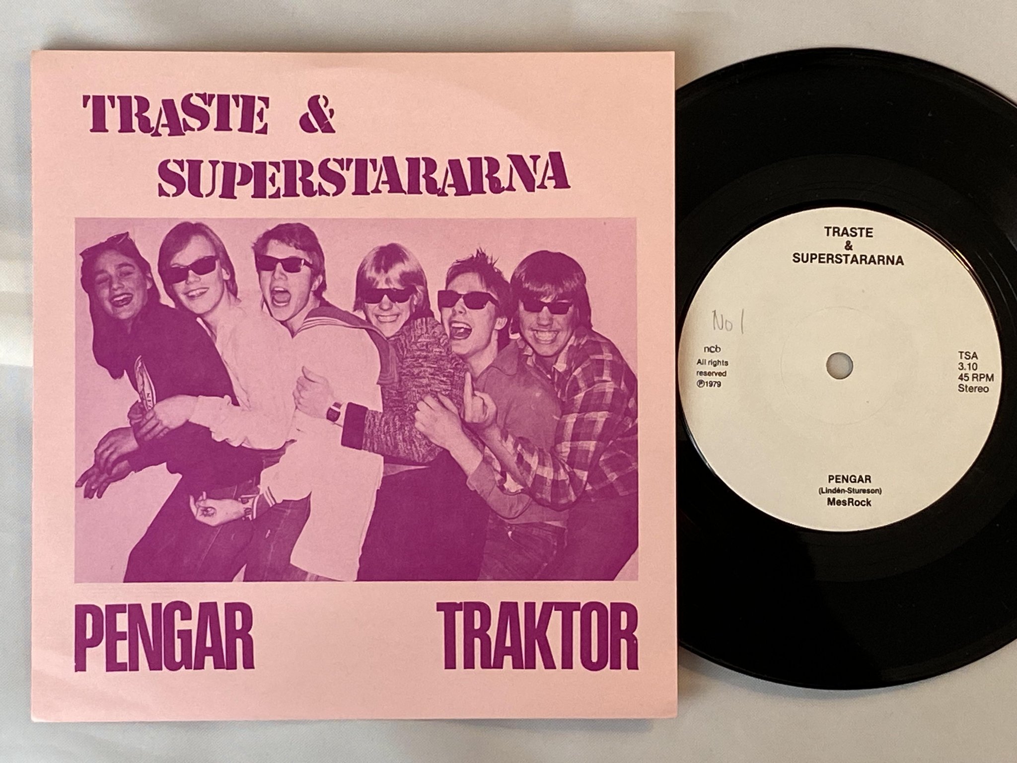 Omslagsbild för skivan TRASTE & SUPERSTARARNA pengar 7" -79 MESROCK TS *** rare power pop ***
