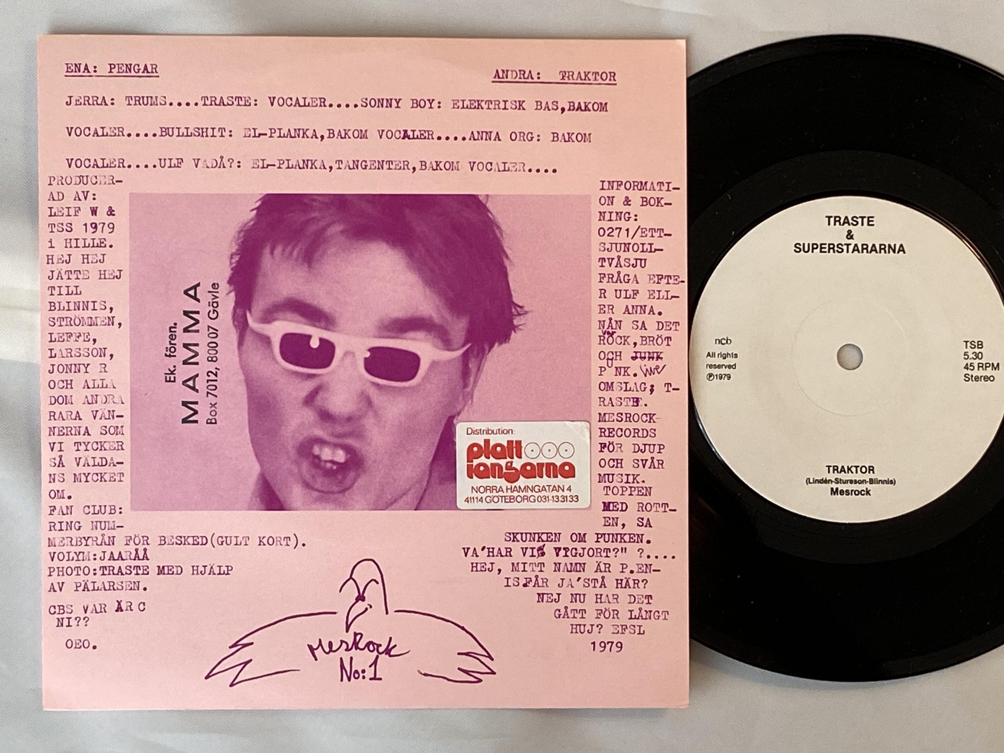 Omslagsbild för skivan TRASTE & SUPERSTARARNA pengar 7" -79 MESROCK TS *** rare power pop ***