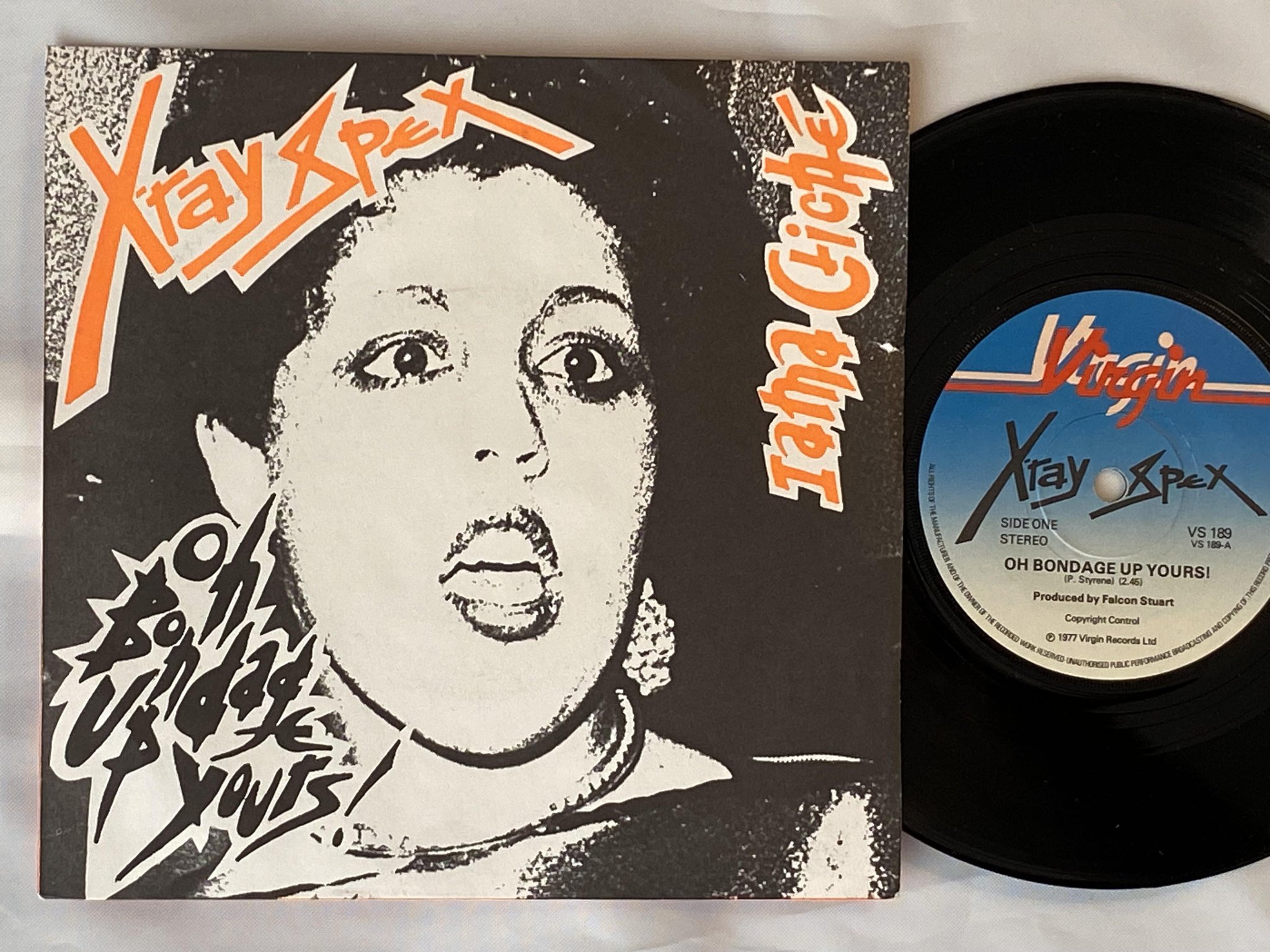 Omslagsbild för skivan XRAY SPEX Oh Bondage Up Yours! 7" -77 UK VIRGIN VS 189 *** black text ***
