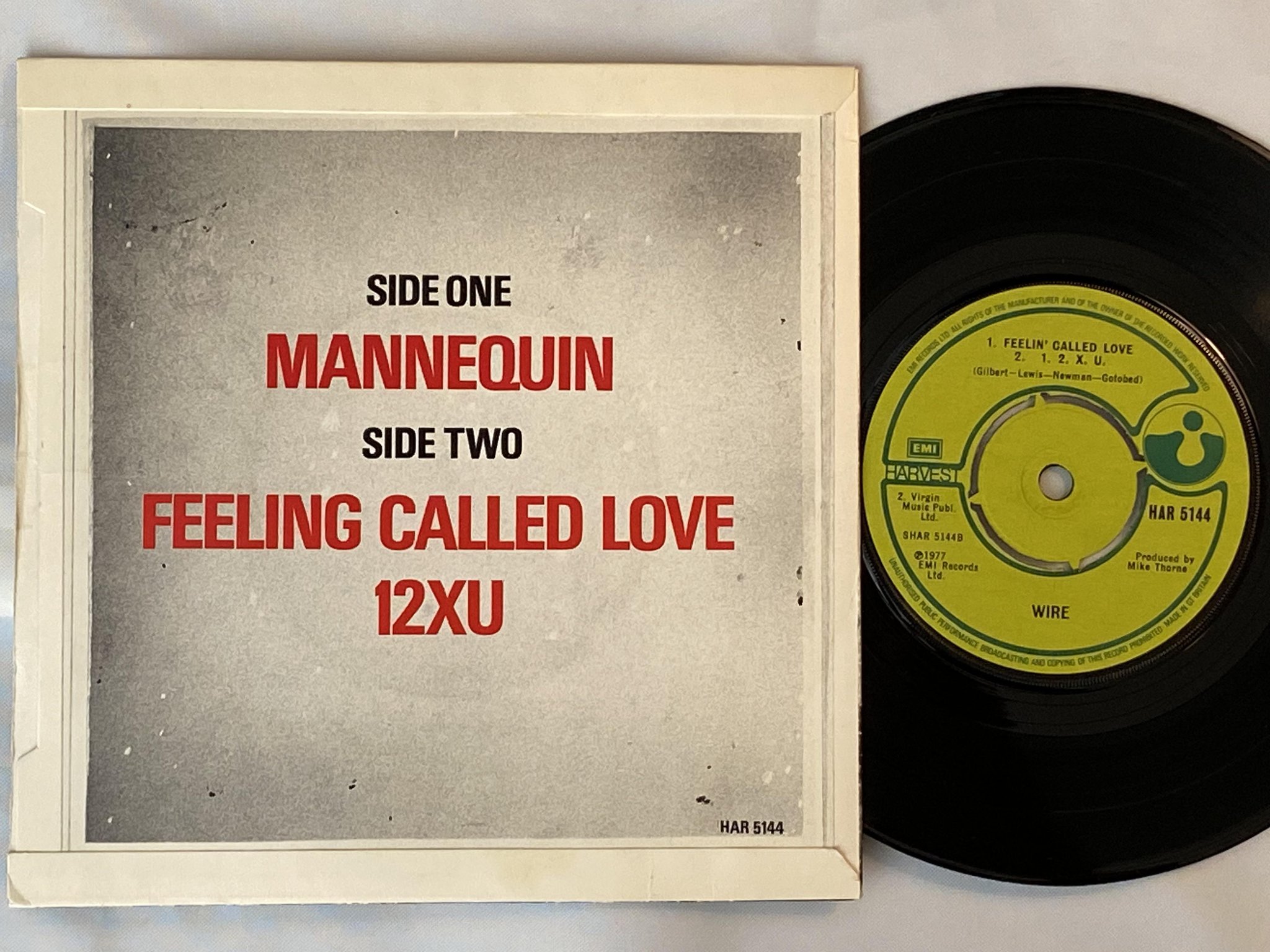 Omslagsbild för skivan WIRE mannequin 7" -77 UK HARVEST HAR 5144 *** RARE PUNKROCK ***