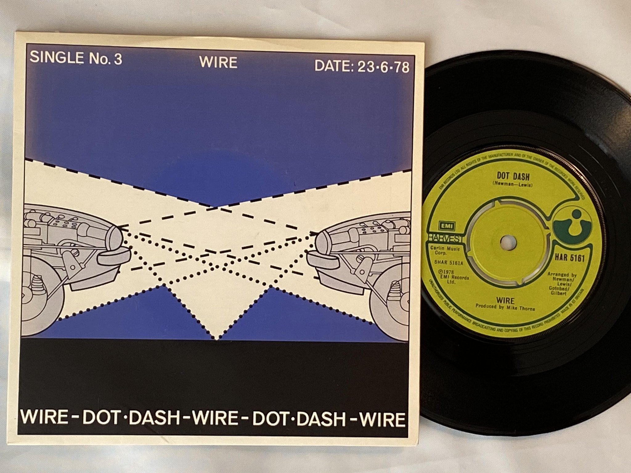 Omslagsbild för skivan WIRE Dot Dash 7" -78 UK HARVEST HAR 5161 *** POST-PUNK-ROCK ***